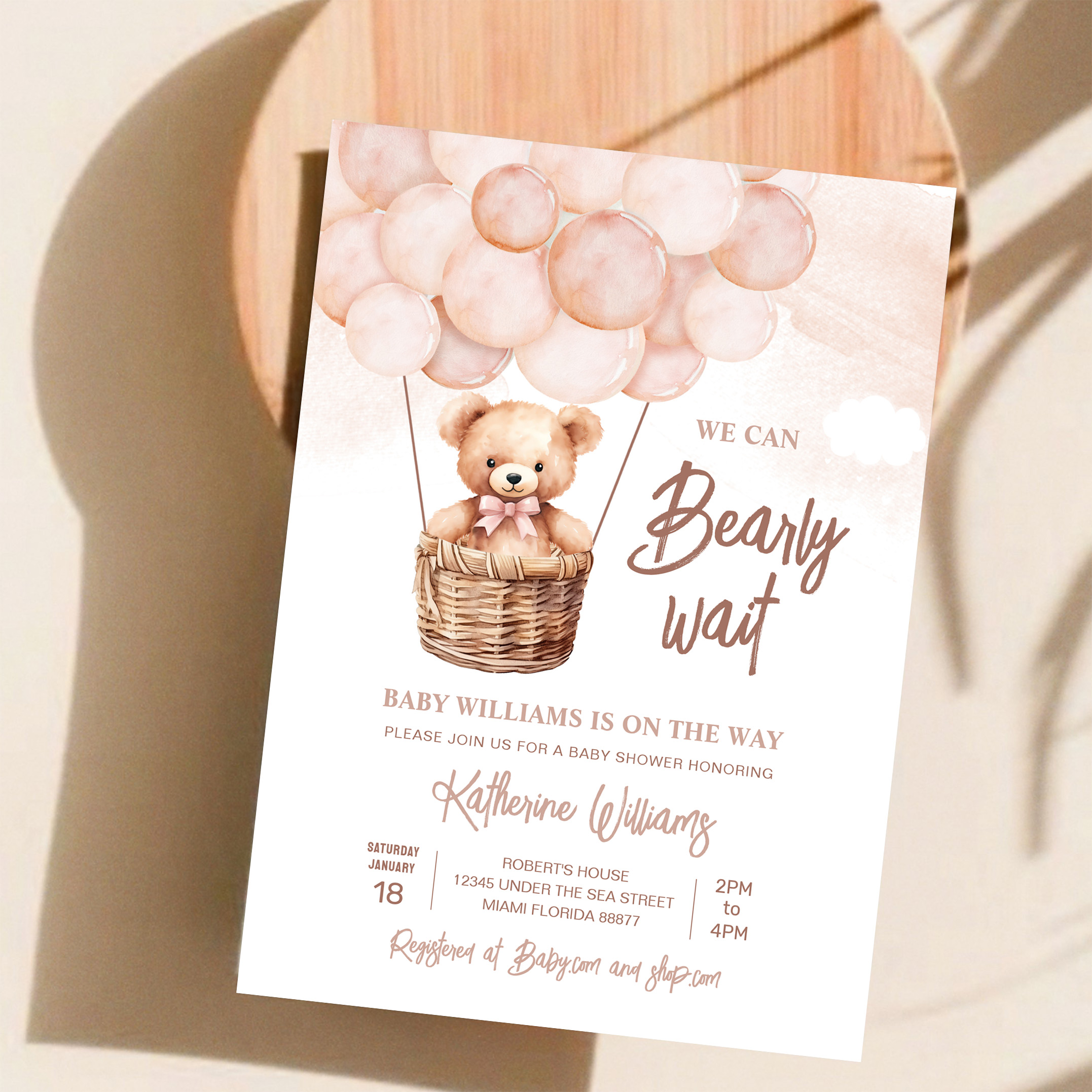 We Can Bearly Wait Teddy Bear Baby Shower Invitation - Image 11