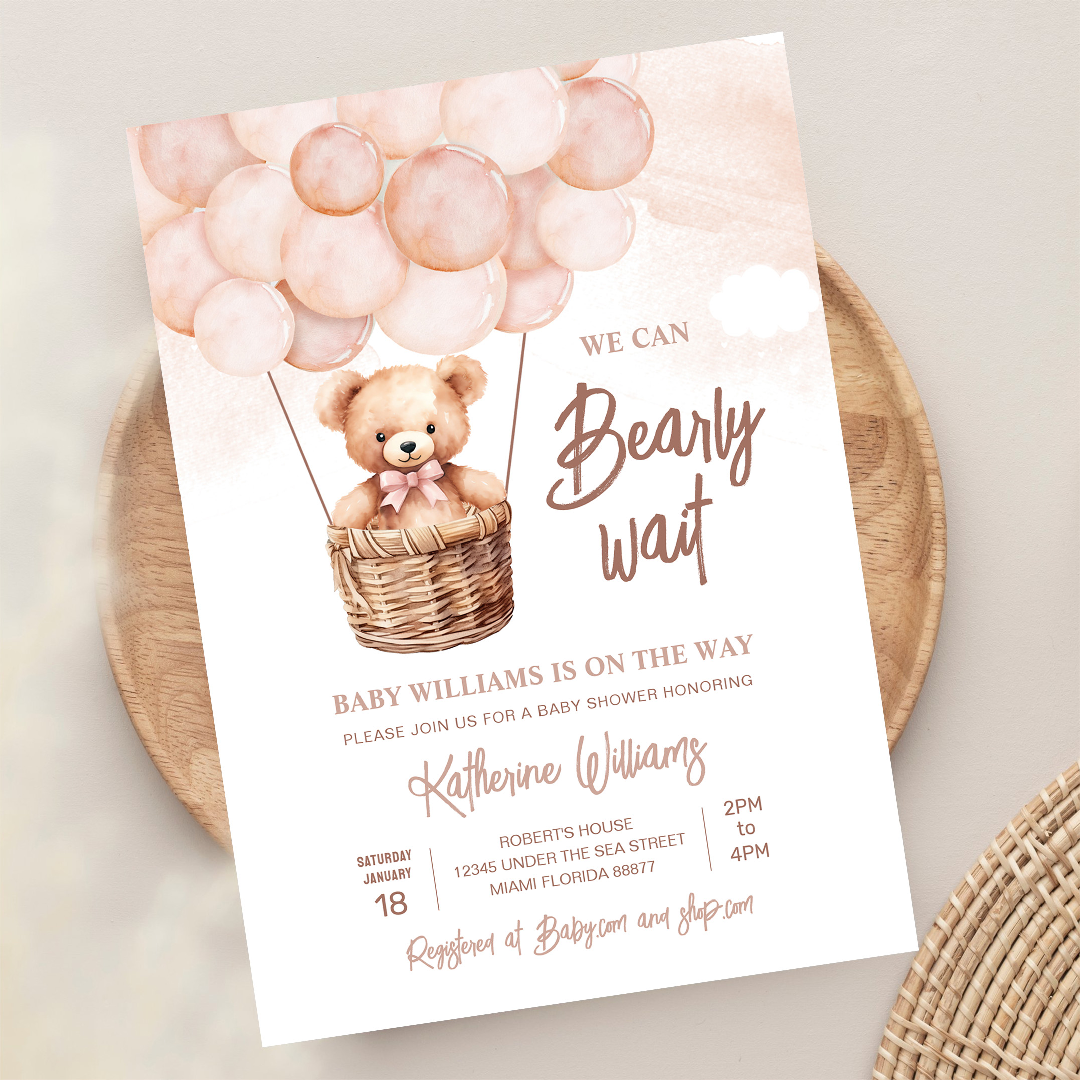 We Can Bearly Wait Teddy Bear Baby Shower Invitation - Image 13