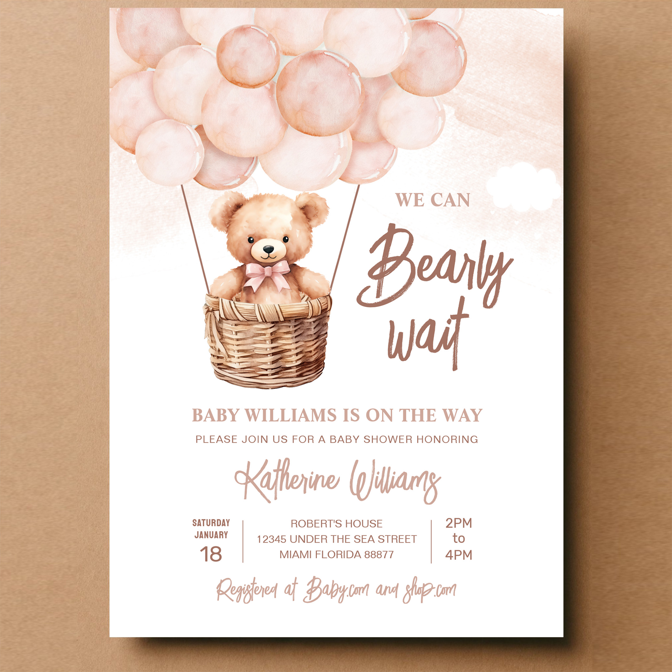 We Can Bearly Wait Teddy Bear Baby Shower Invitation - Image 14
