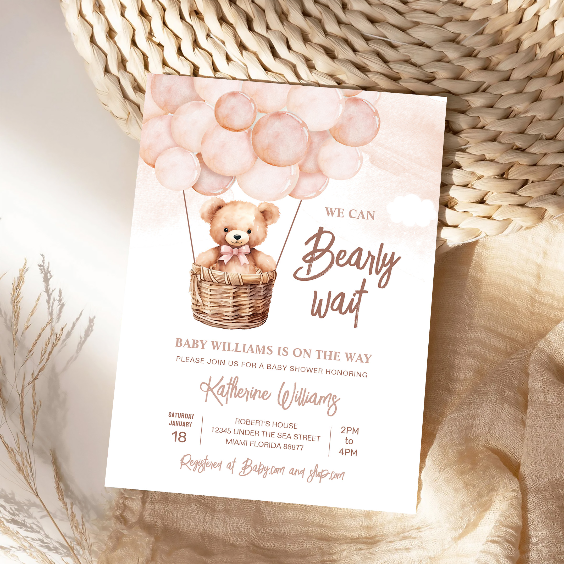 We Can Bearly Wait Teddy Bear Baby Shower Invitation - Image 4