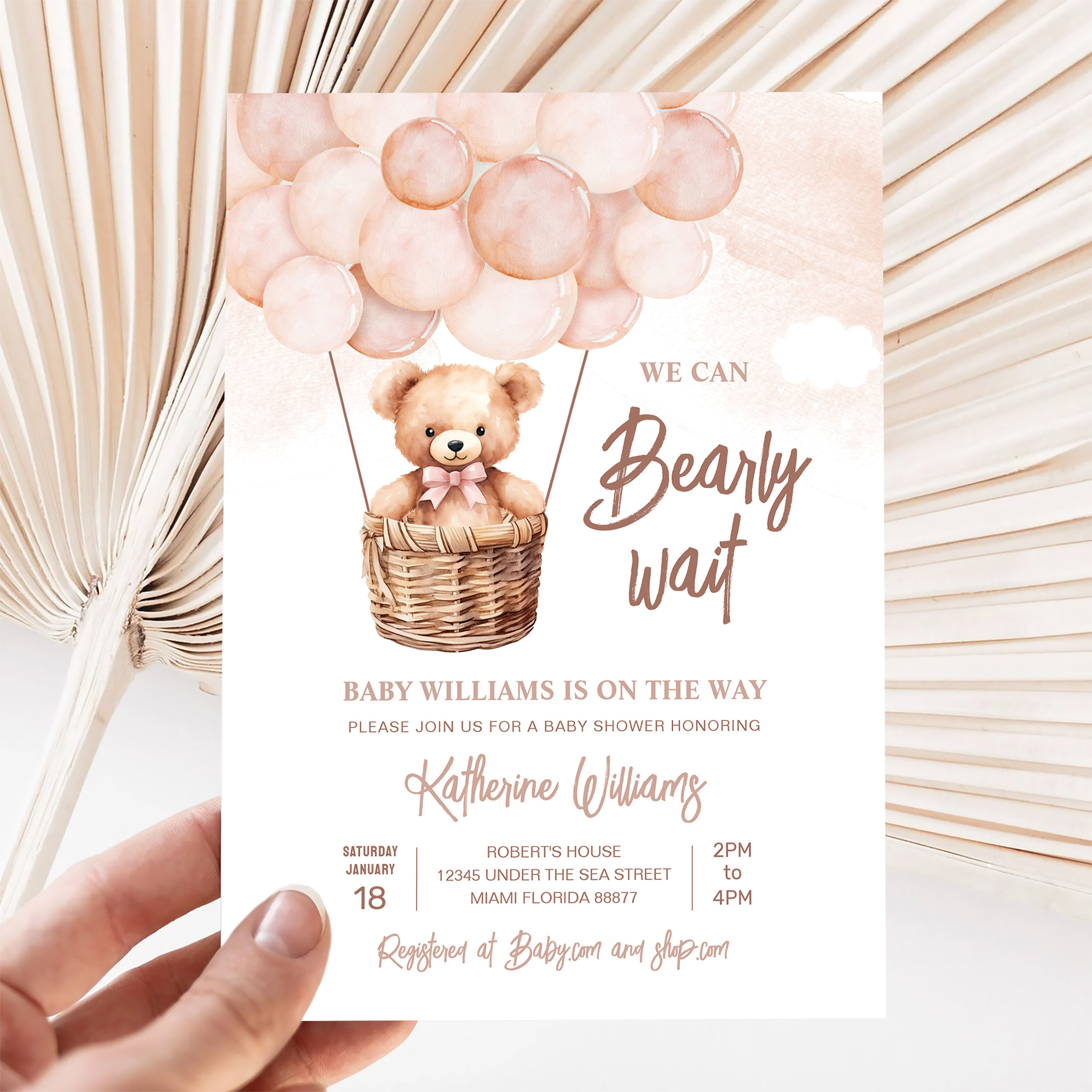 We Can Bearly Wait Teddy Bear Baby Shower Invitation - Image 5
