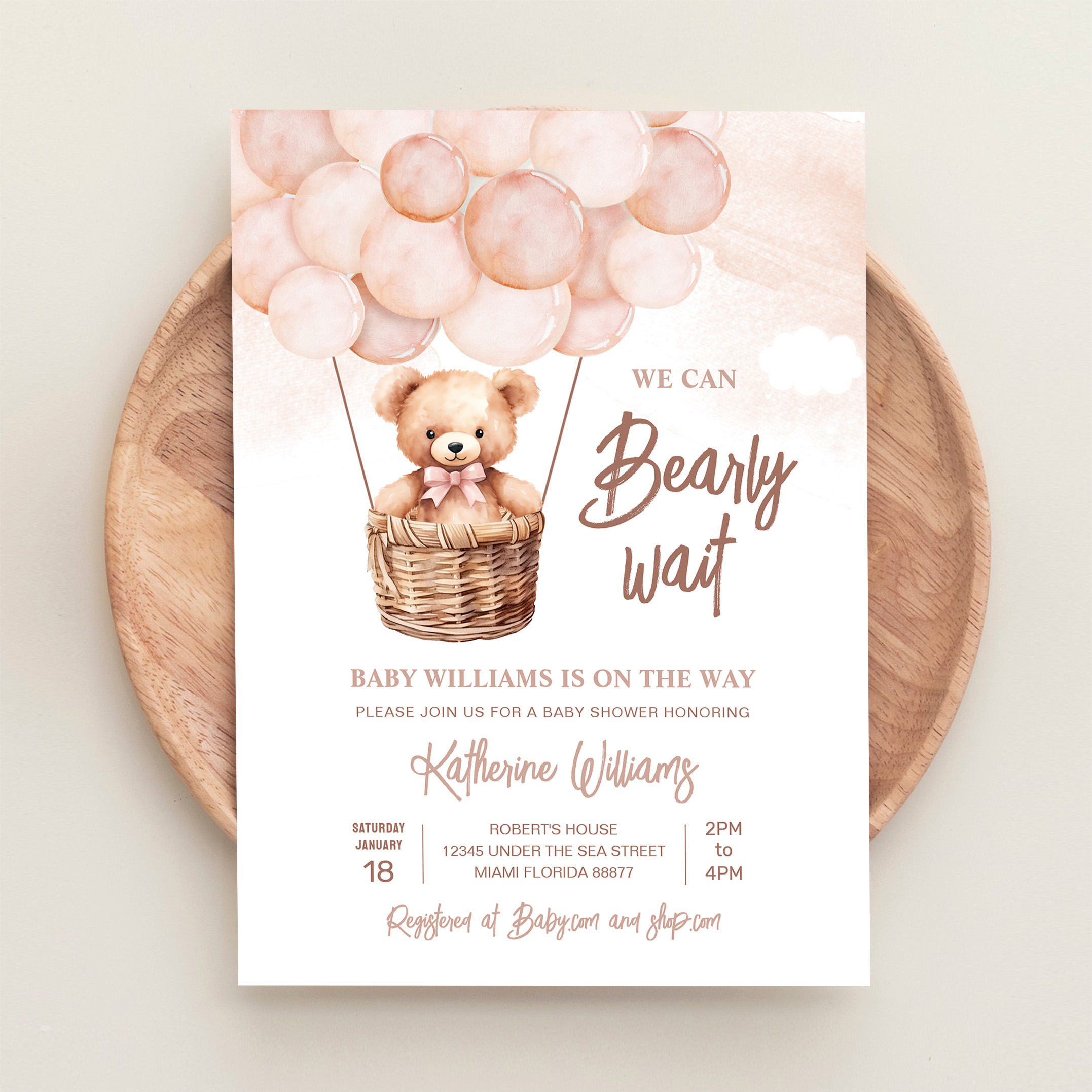 We Can Bearly Wait Teddy Bear Baby Shower Invitation - Image 7