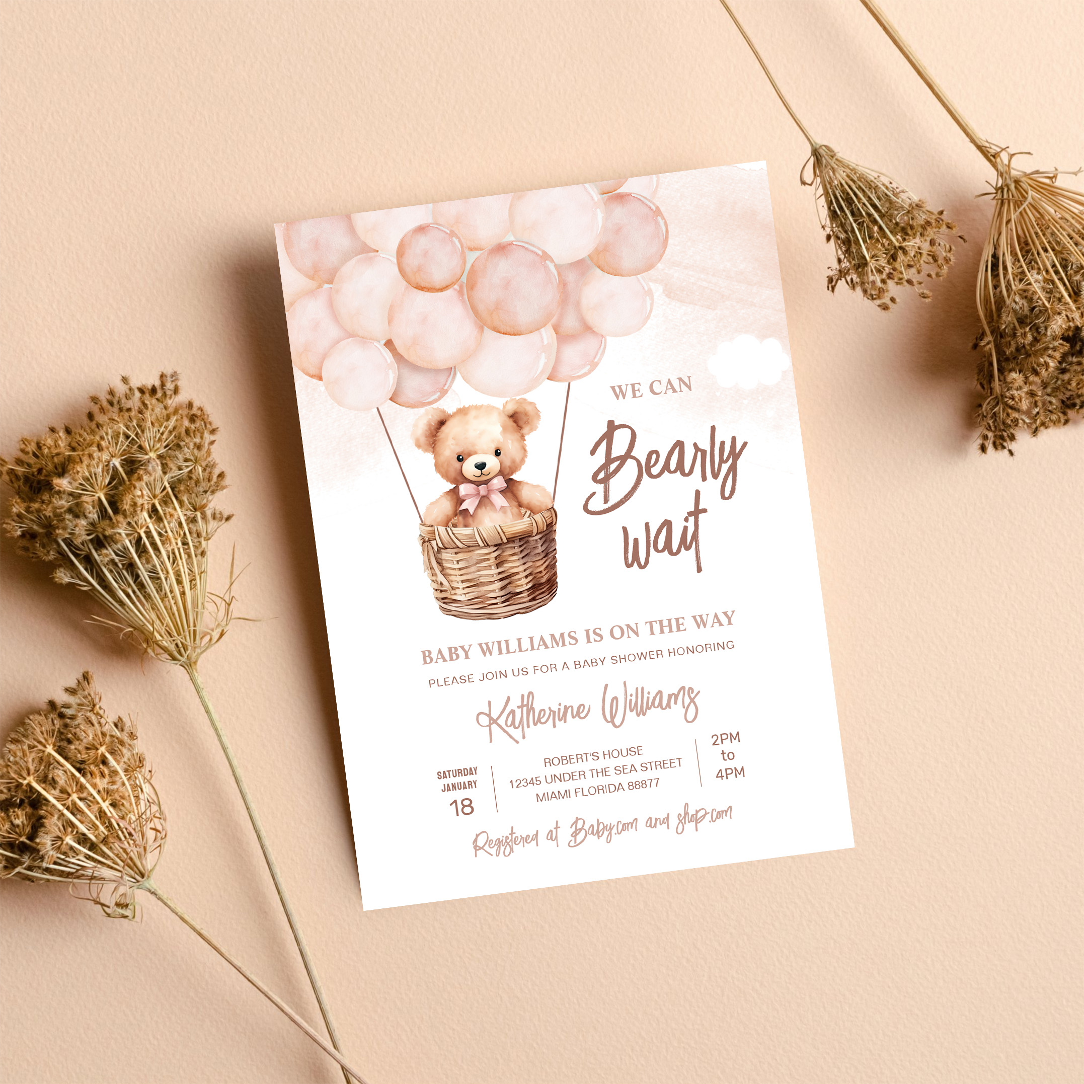 We Can Bearly Wait Teddy Bear Baby Shower Invitation - Image 8