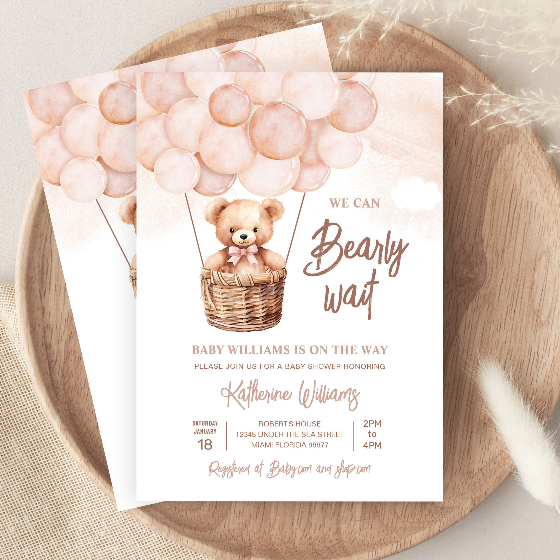 We Can Bearly Wait Teddy Bear Baby Shower Invitation - Image 9
