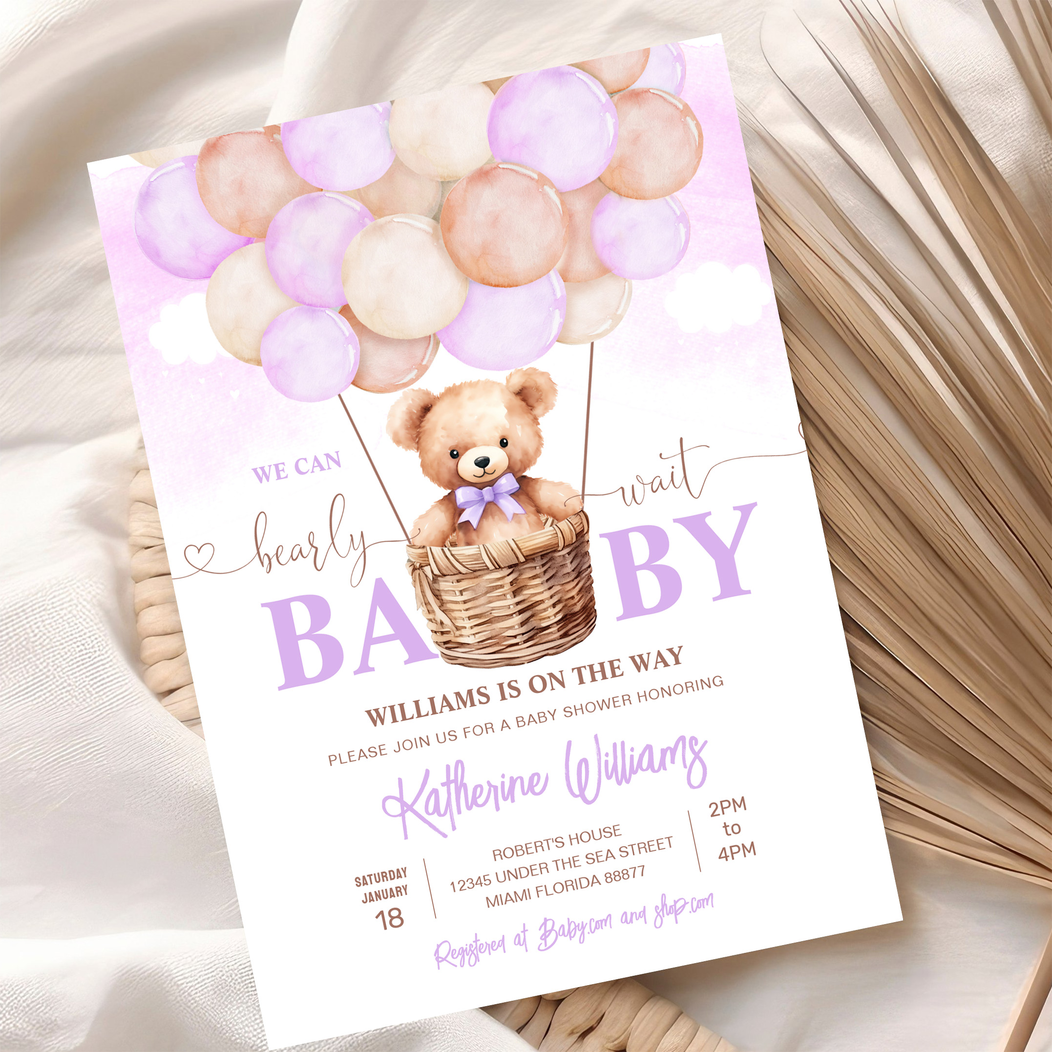 We Can Bearly Wait Teddy Bear Baby Shower Invitation - Image 10