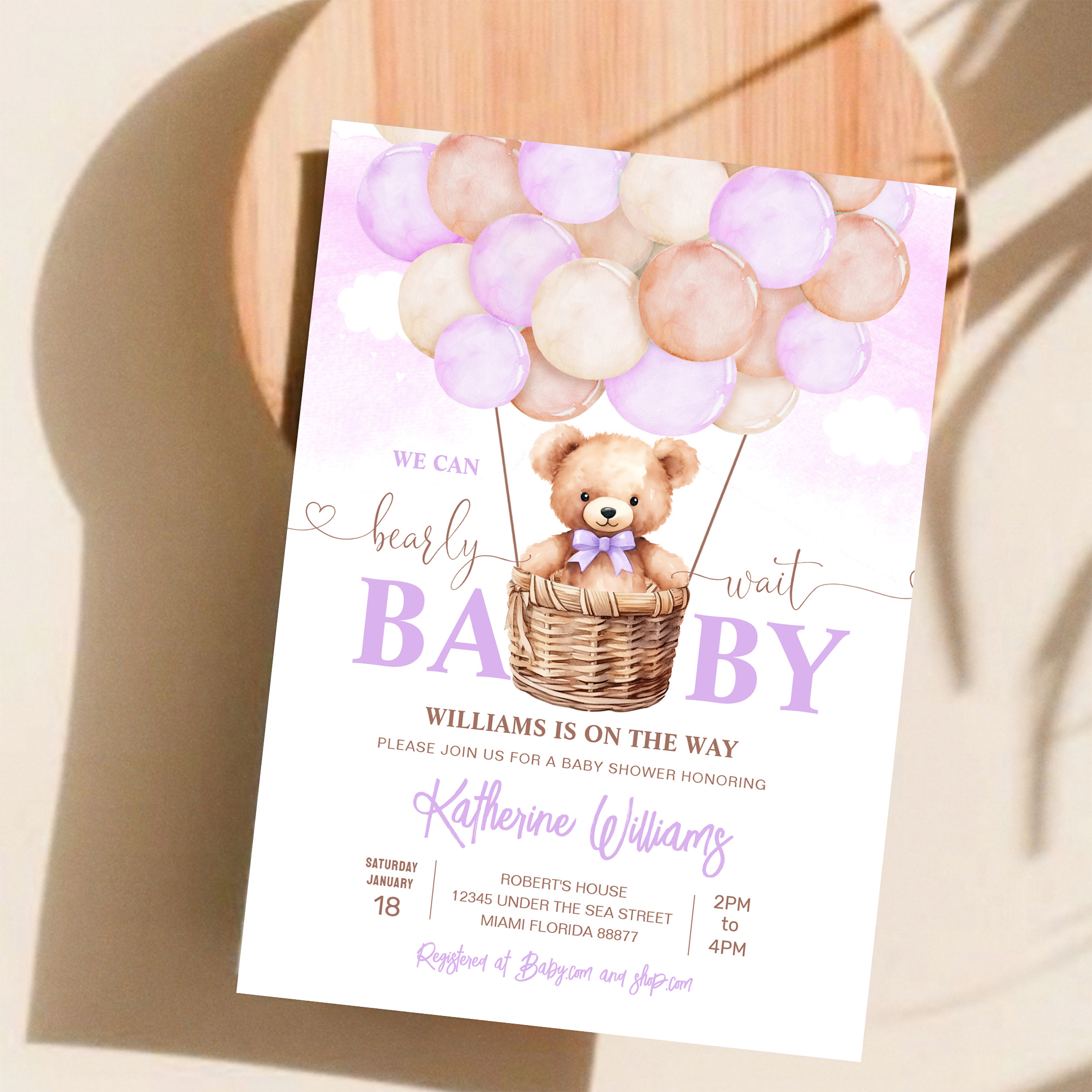 We Can Bearly Wait Teddy Bear Baby Shower Invitation - Image 11