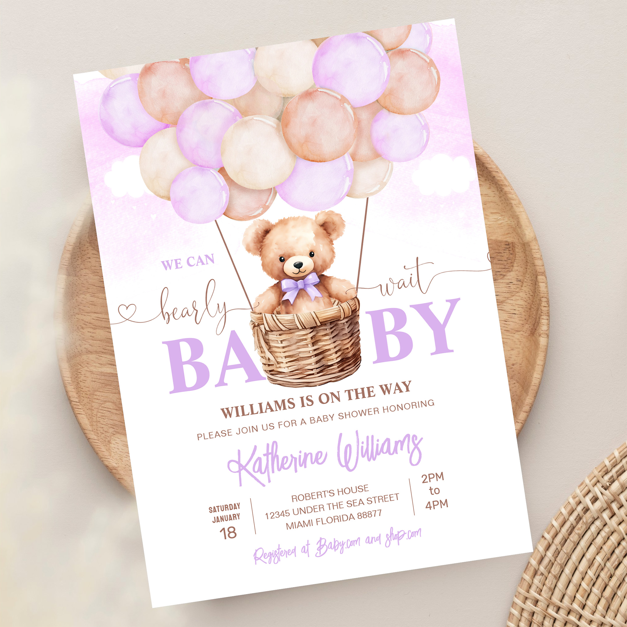 We Can Bearly Wait Teddy Bear Baby Shower Invitation - Image 13
