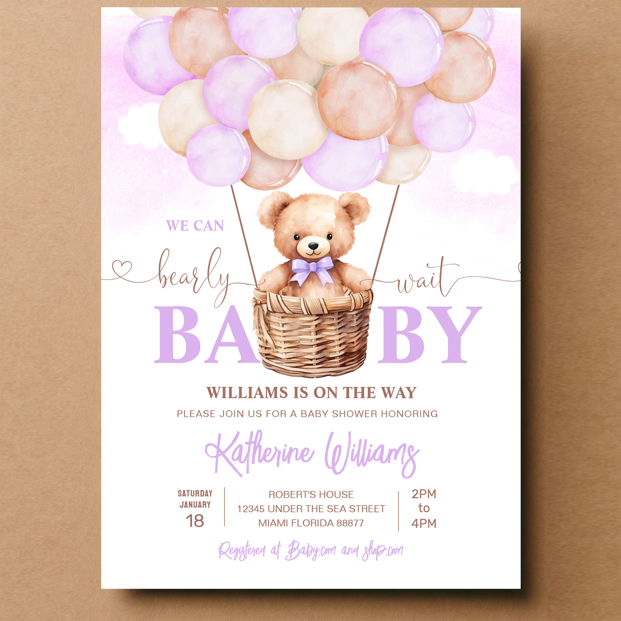 We Can Bearly Wait Teddy Bear Baby Shower Invitation - Image 14