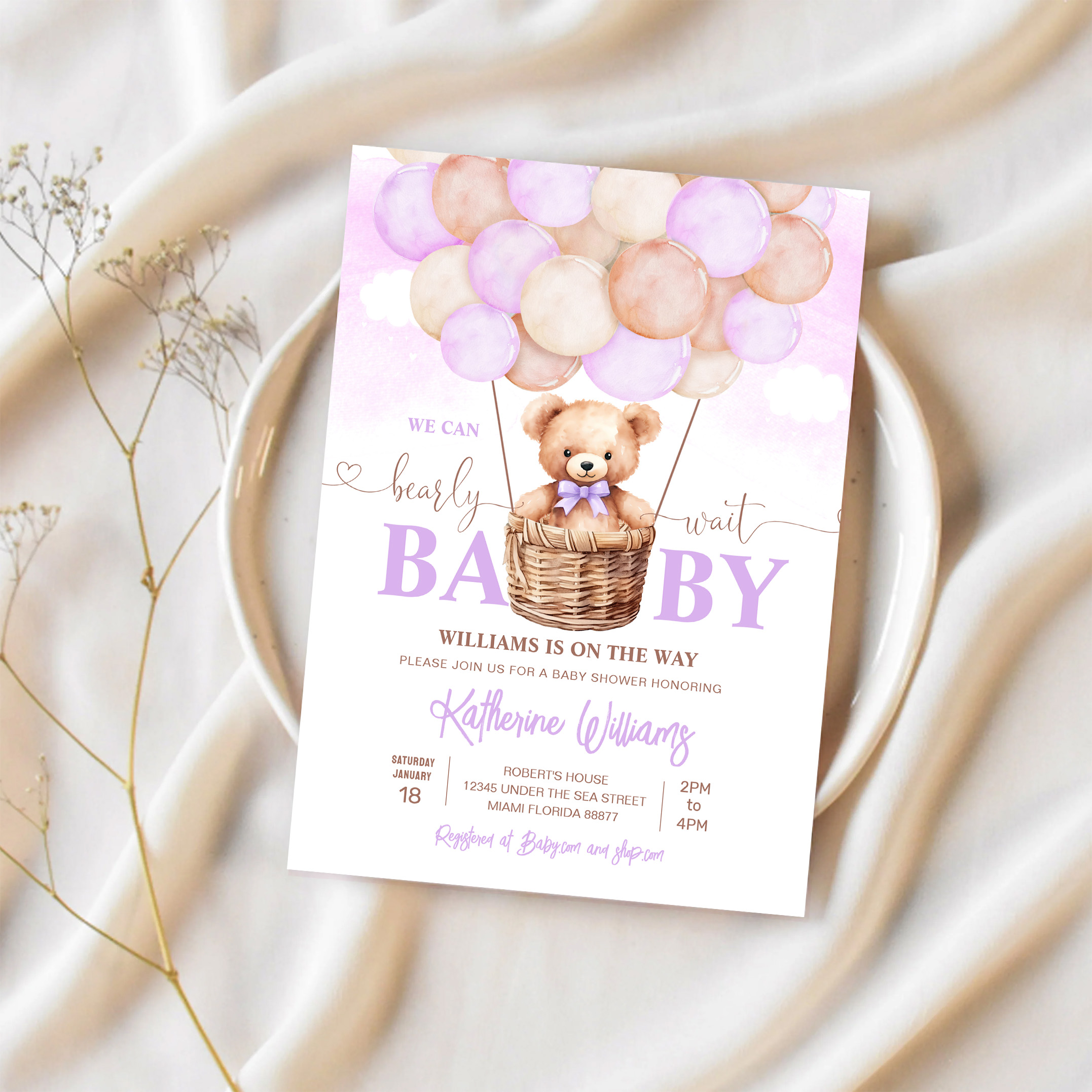 We Can Bearly Wait Teddy Bear Baby Shower Invitation - Image 2