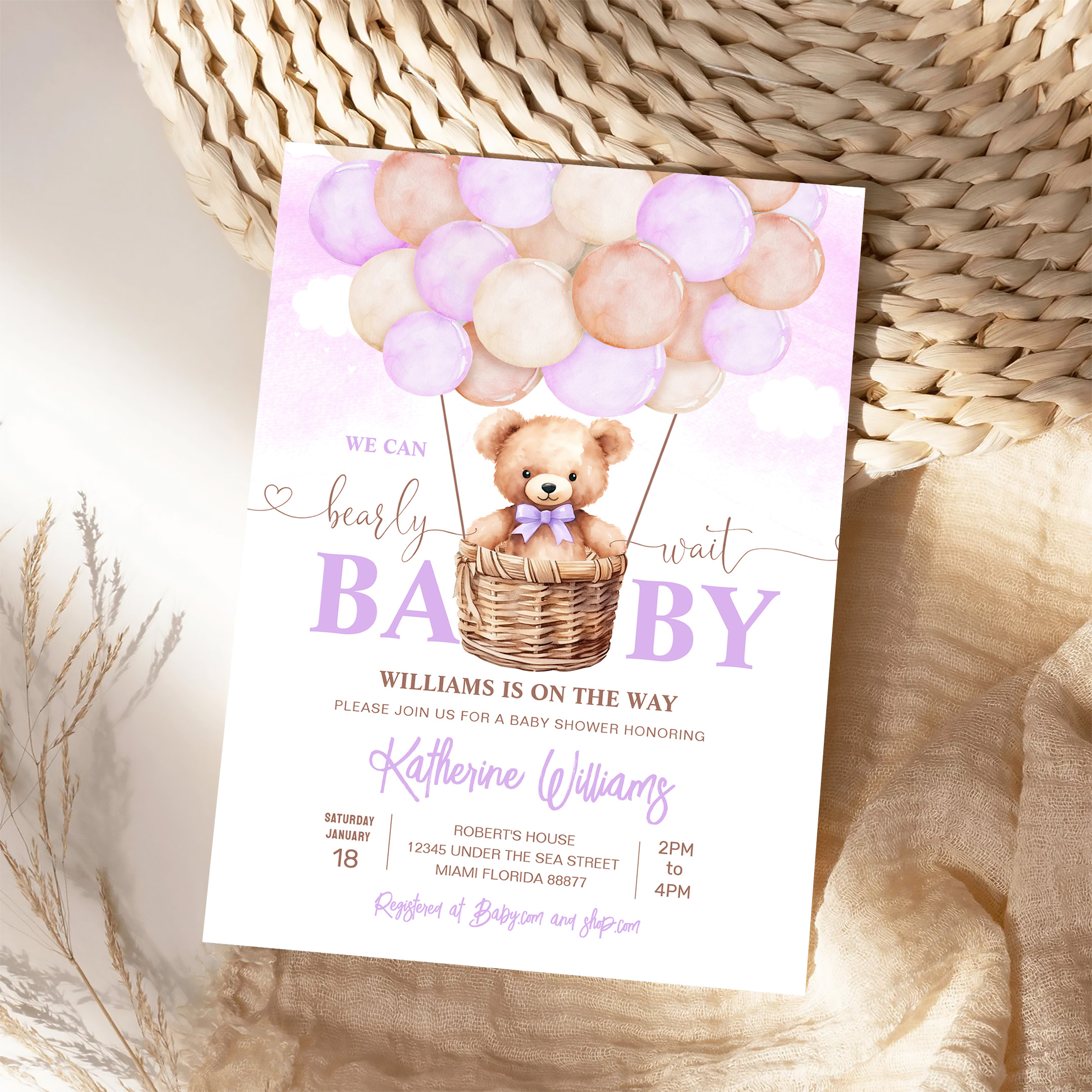We Can Bearly Wait Teddy Bear Baby Shower Invitation - Image 4