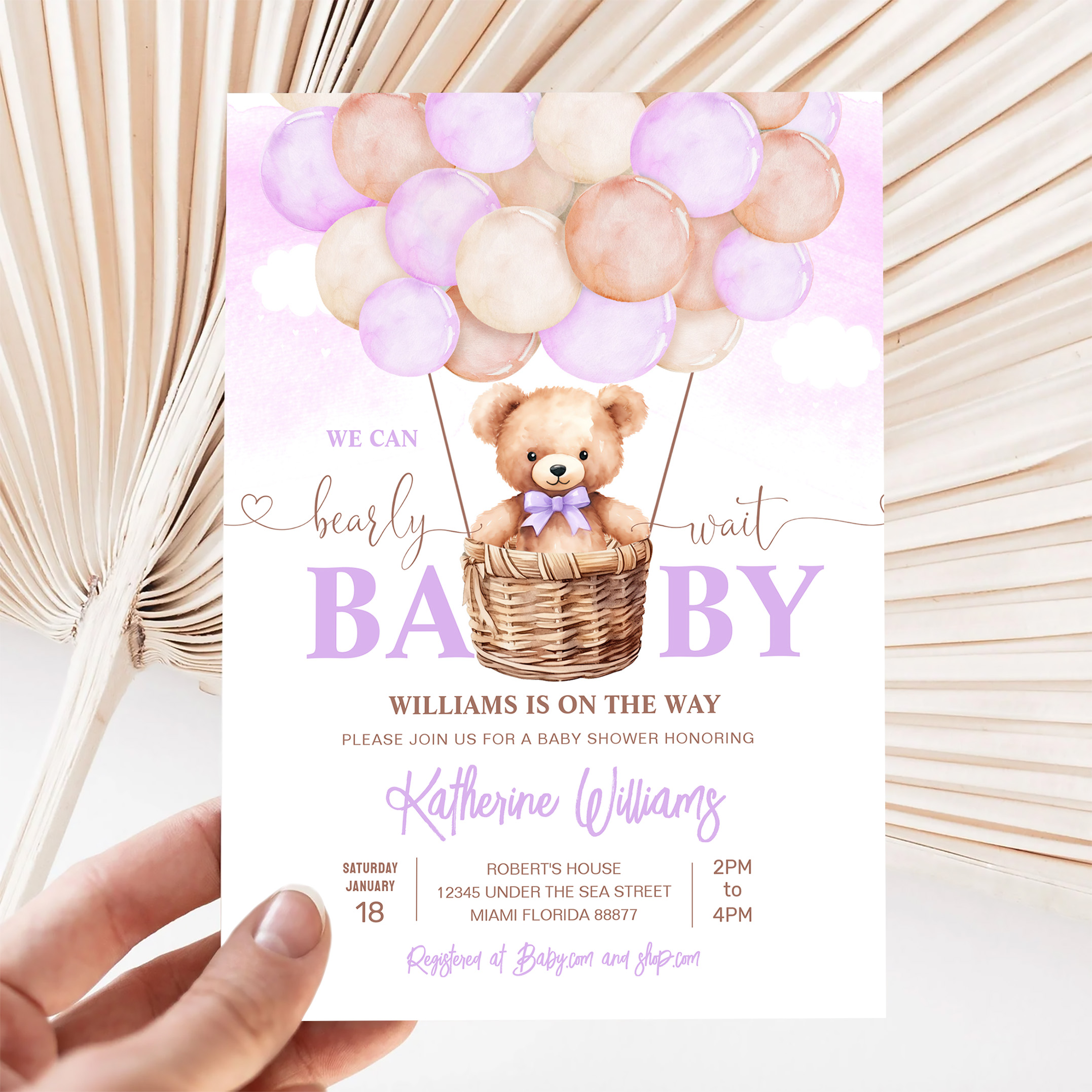 We Can Bearly Wait Teddy Bear Baby Shower Invitation - Image 5
