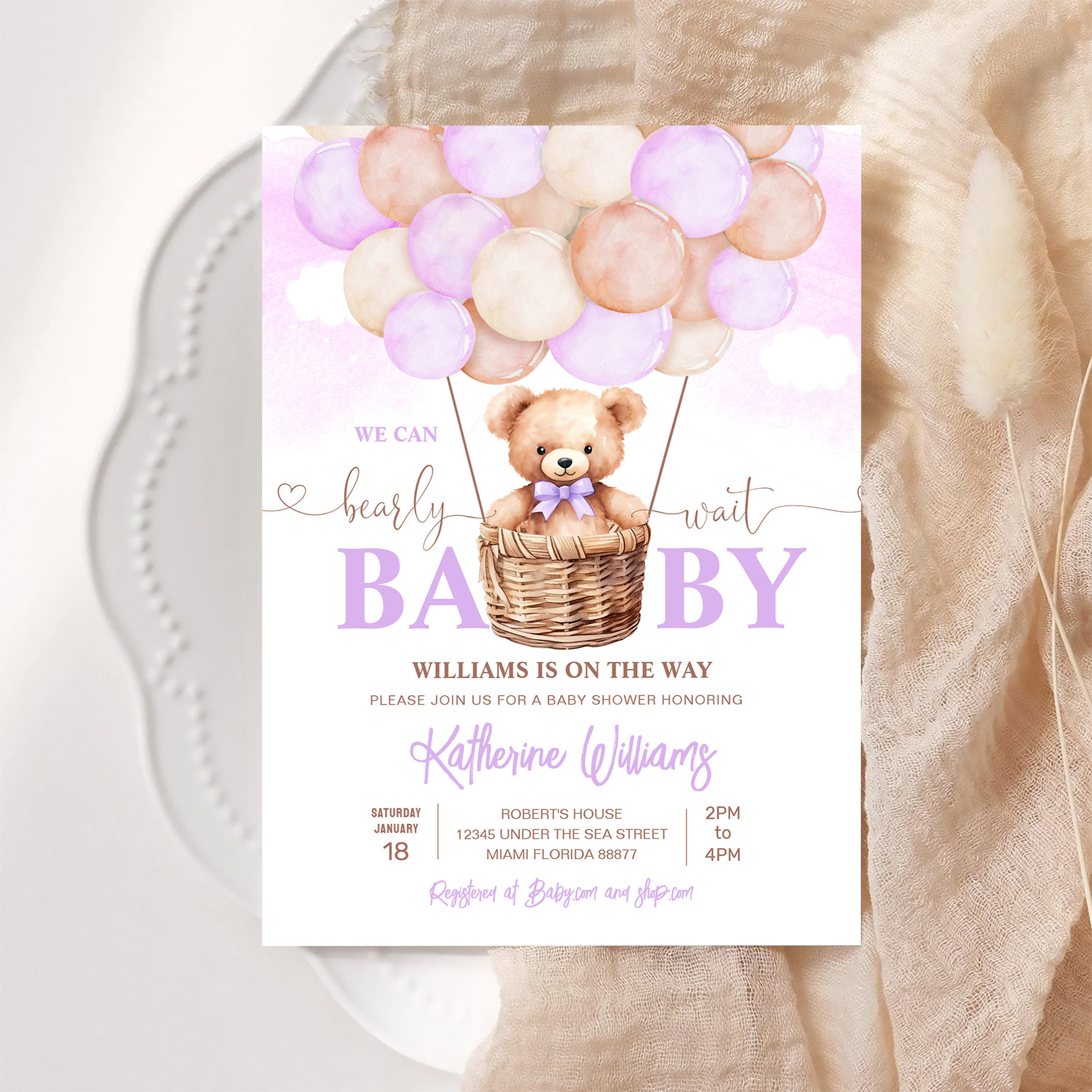 We Can Bearly Wait Teddy Bear Baby Shower Invitation - Image 6