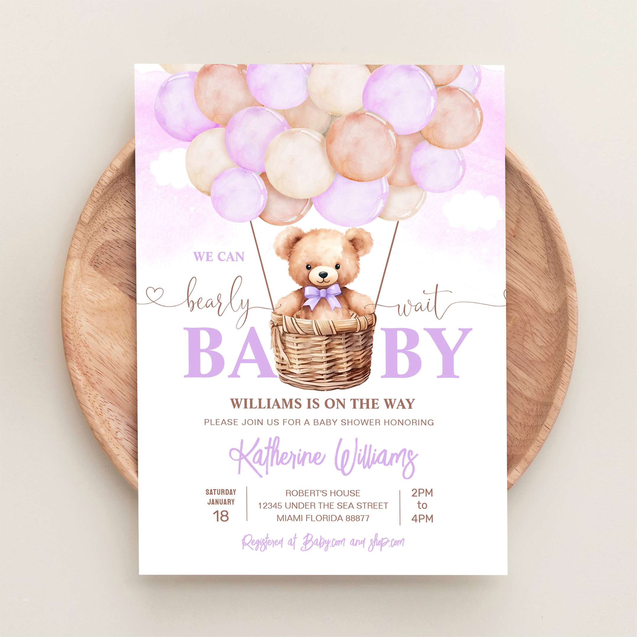 We Can Bearly Wait Teddy Bear Baby Shower Invitation - Image 7
