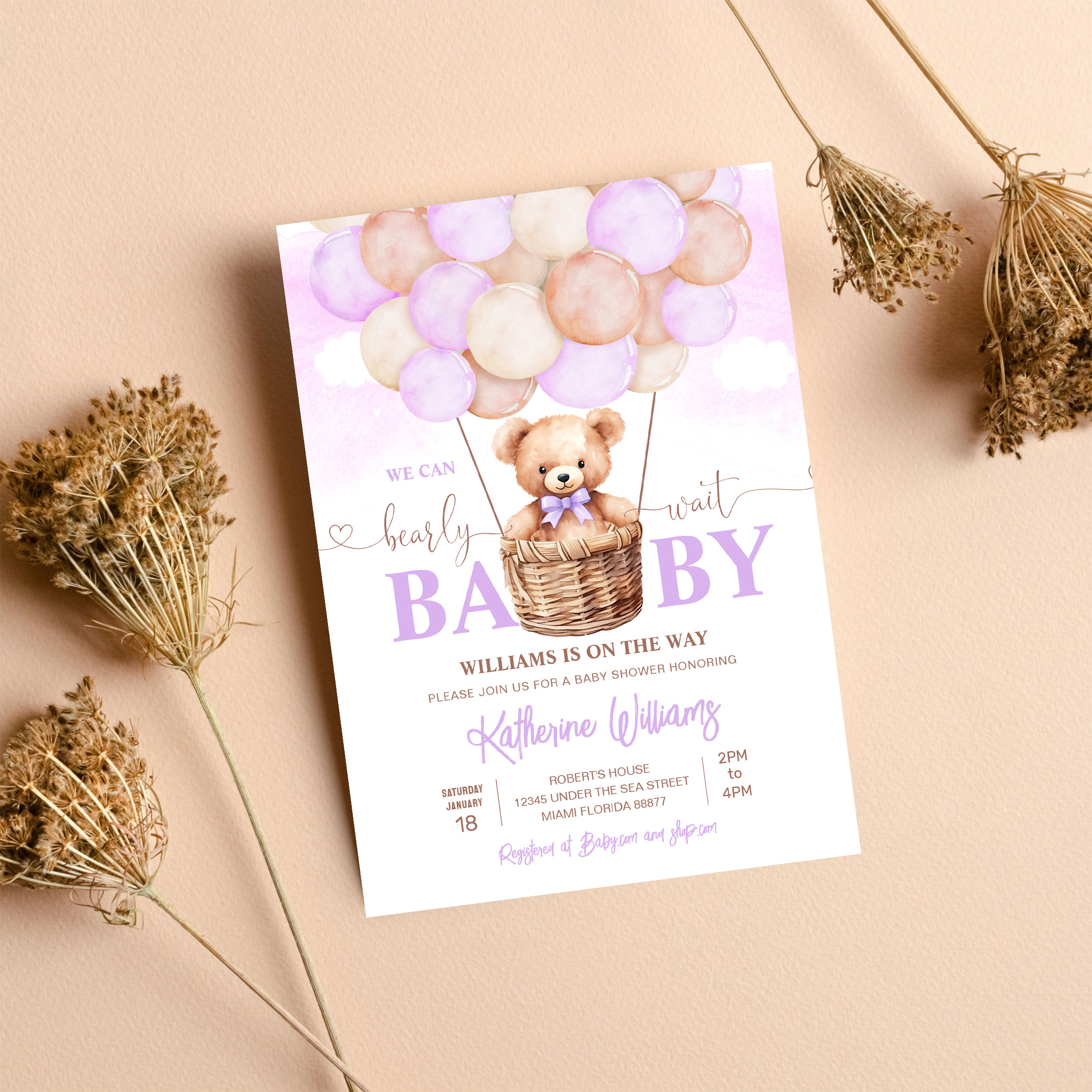 We Can Bearly Wait Teddy Bear Baby Shower Invitation - Image 8