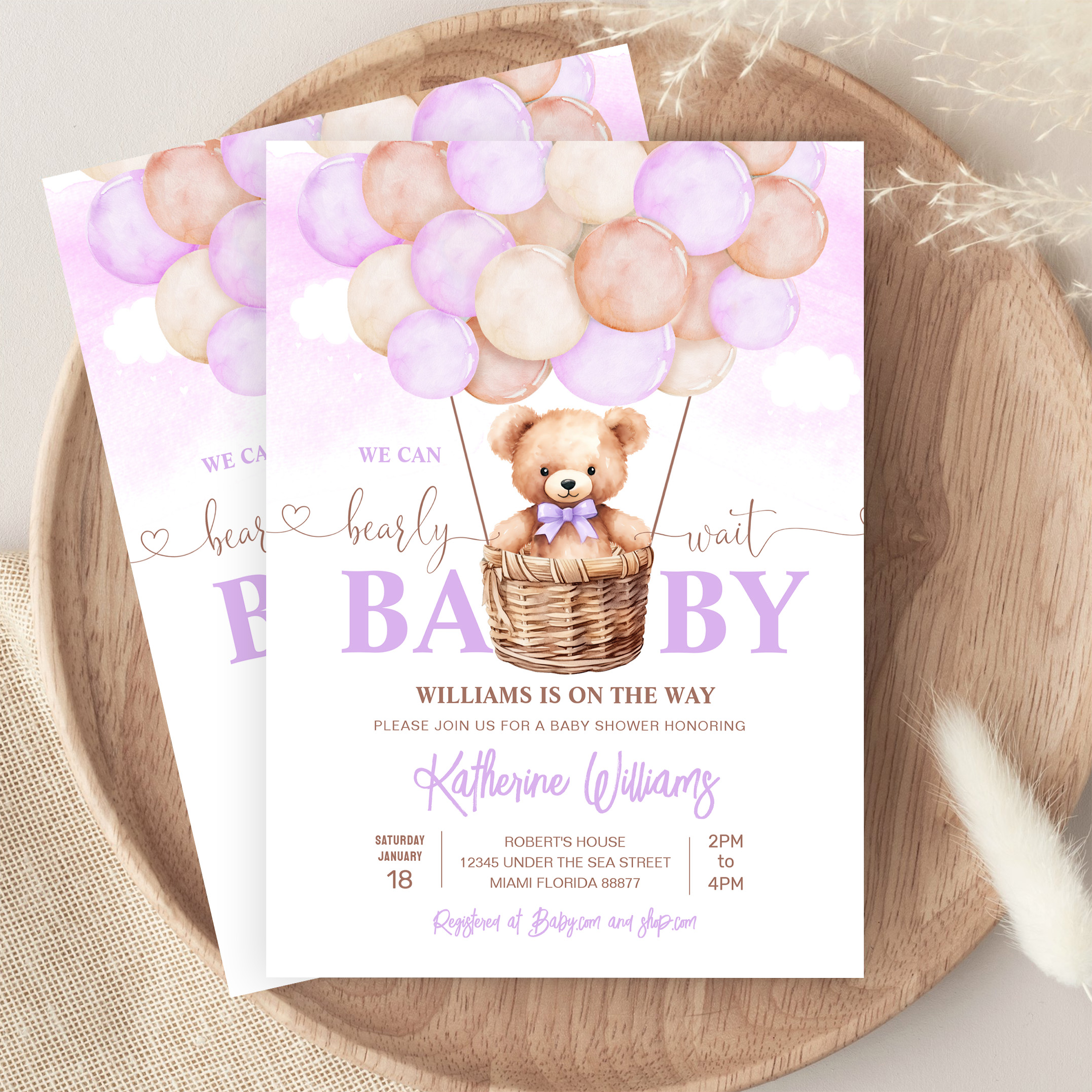 We Can Bearly Wait Teddy Bear Baby Shower Invitation - Image 9