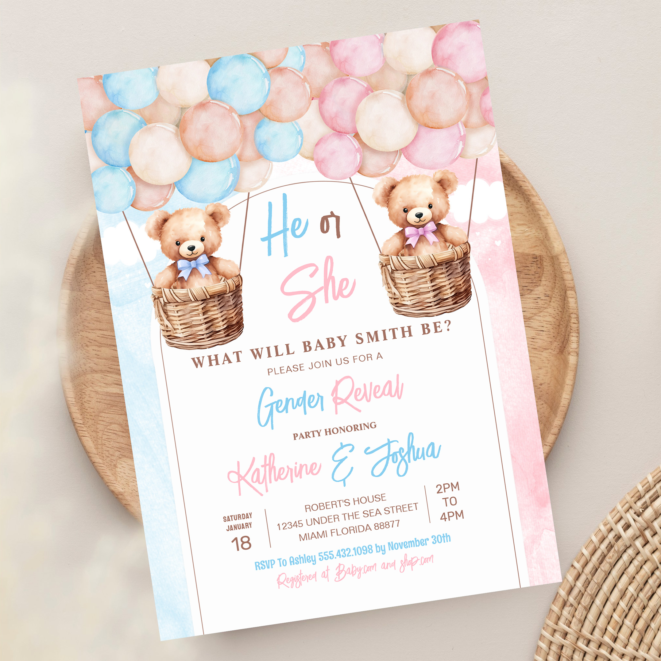 We Can Bearly Wait Teddy Bear Gender Reveal Invitation - Image 13