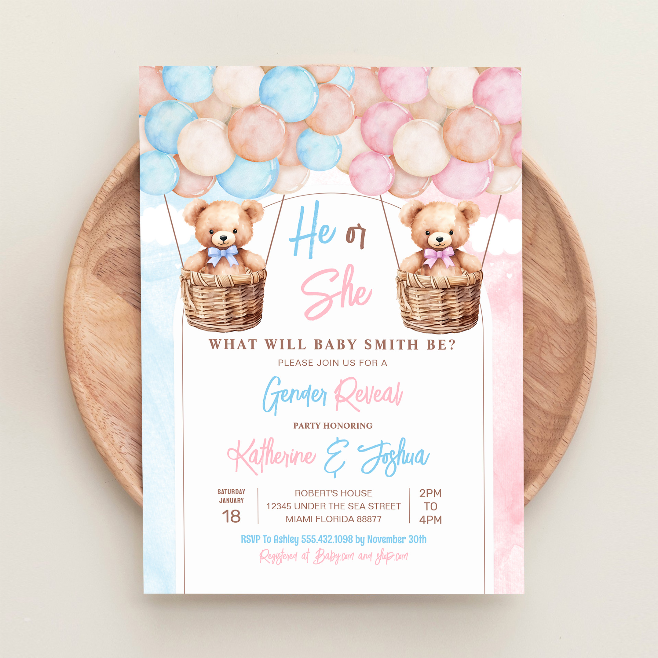We Can Bearly Wait Teddy Bear Gender Reveal Invitation - Image 7