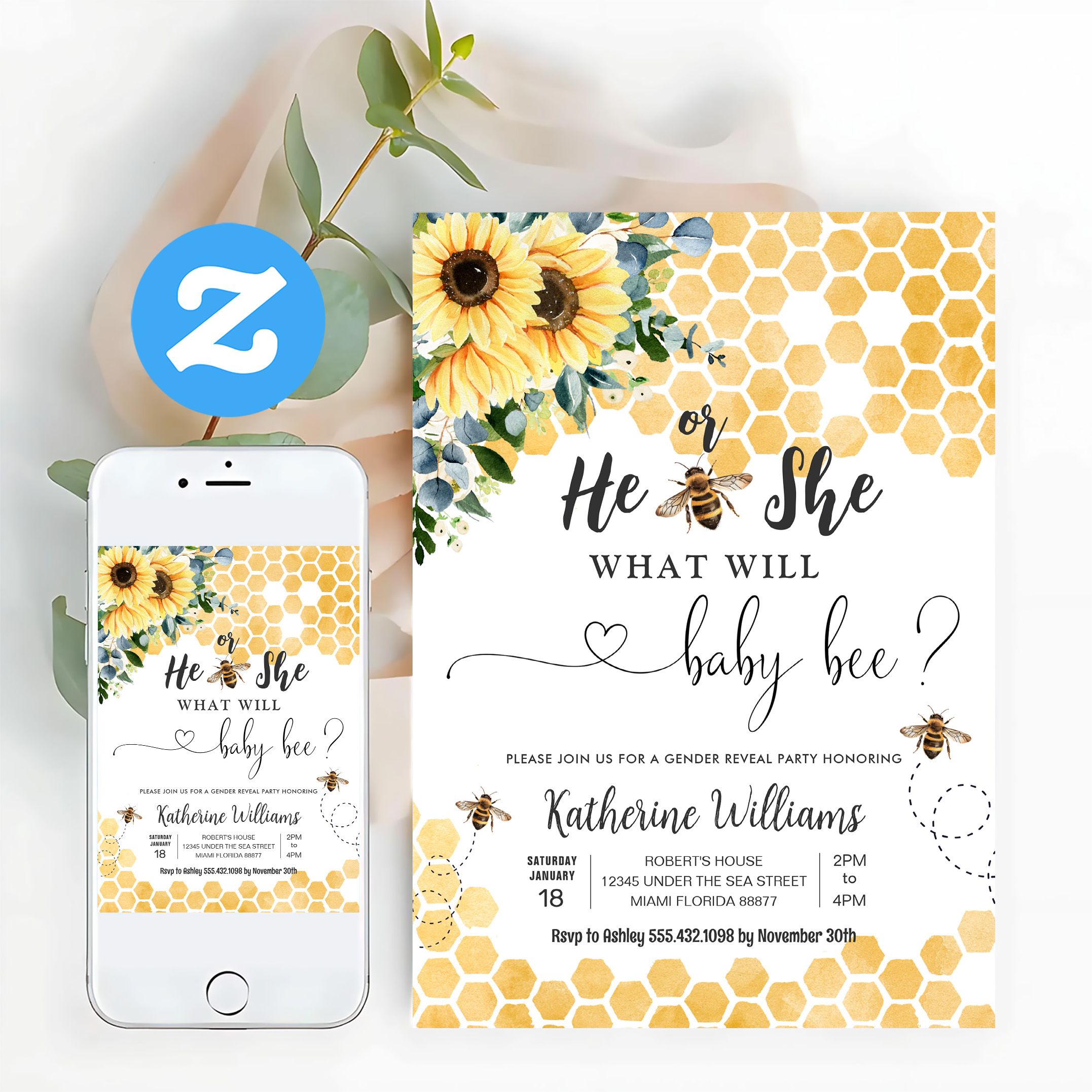What Will Baby Bee Honey Bee Baby Shower Invitation - Image 12