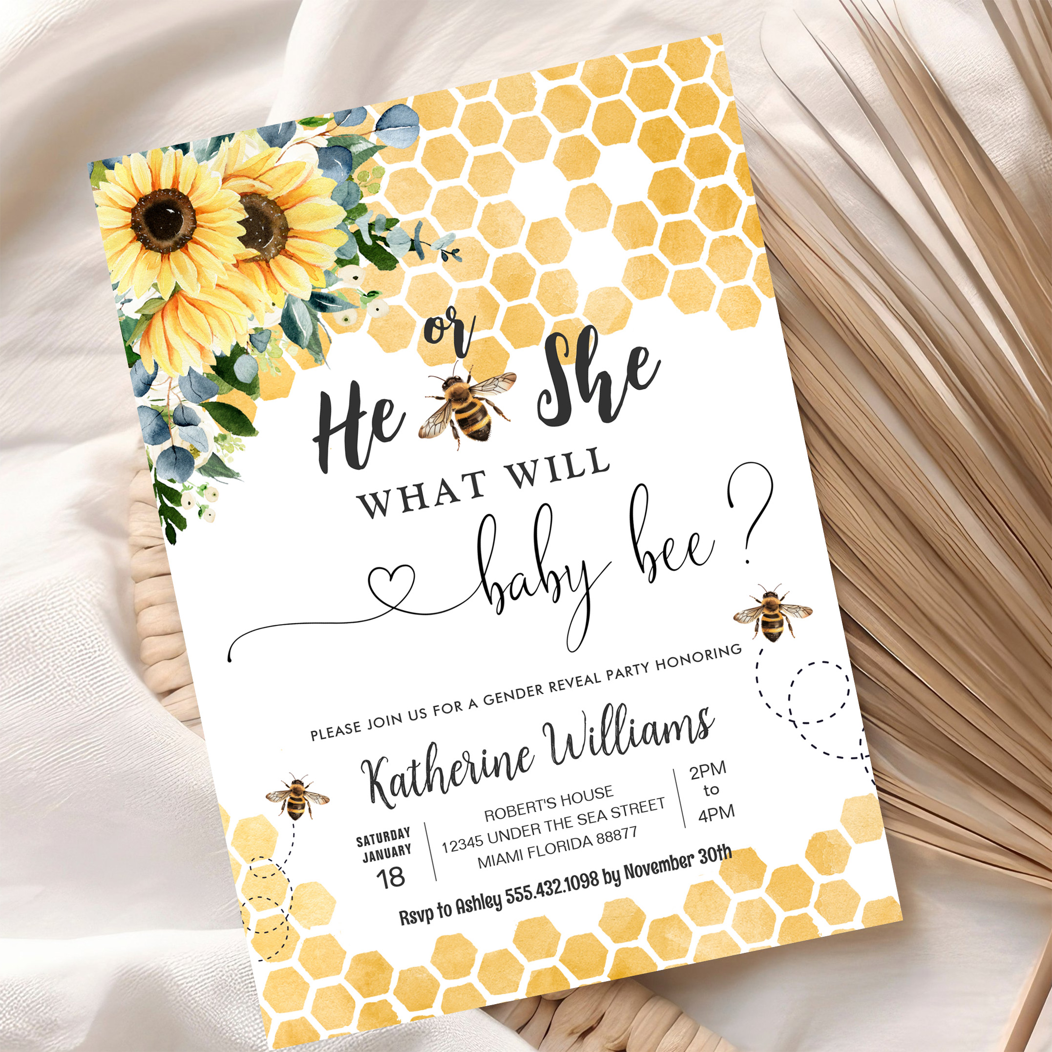 What Will Baby Bee Honey Bee Baby Shower Invitation - Image 10