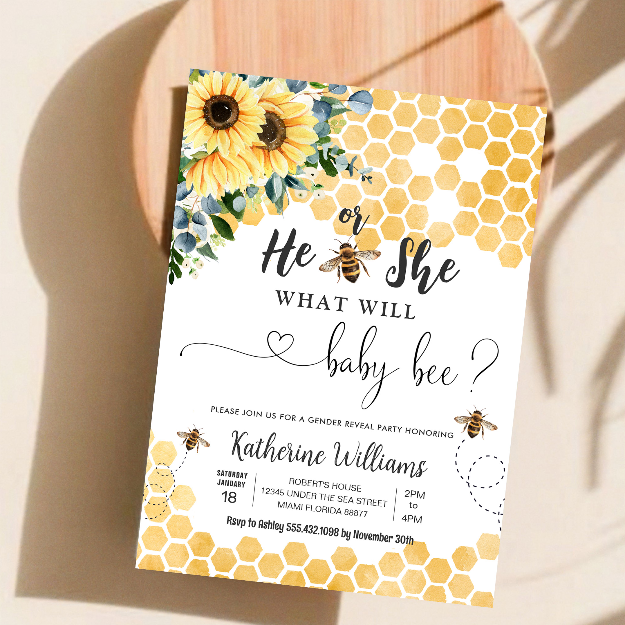 What Will Baby Bee Honey Bee Baby Shower Invitation - Image 11