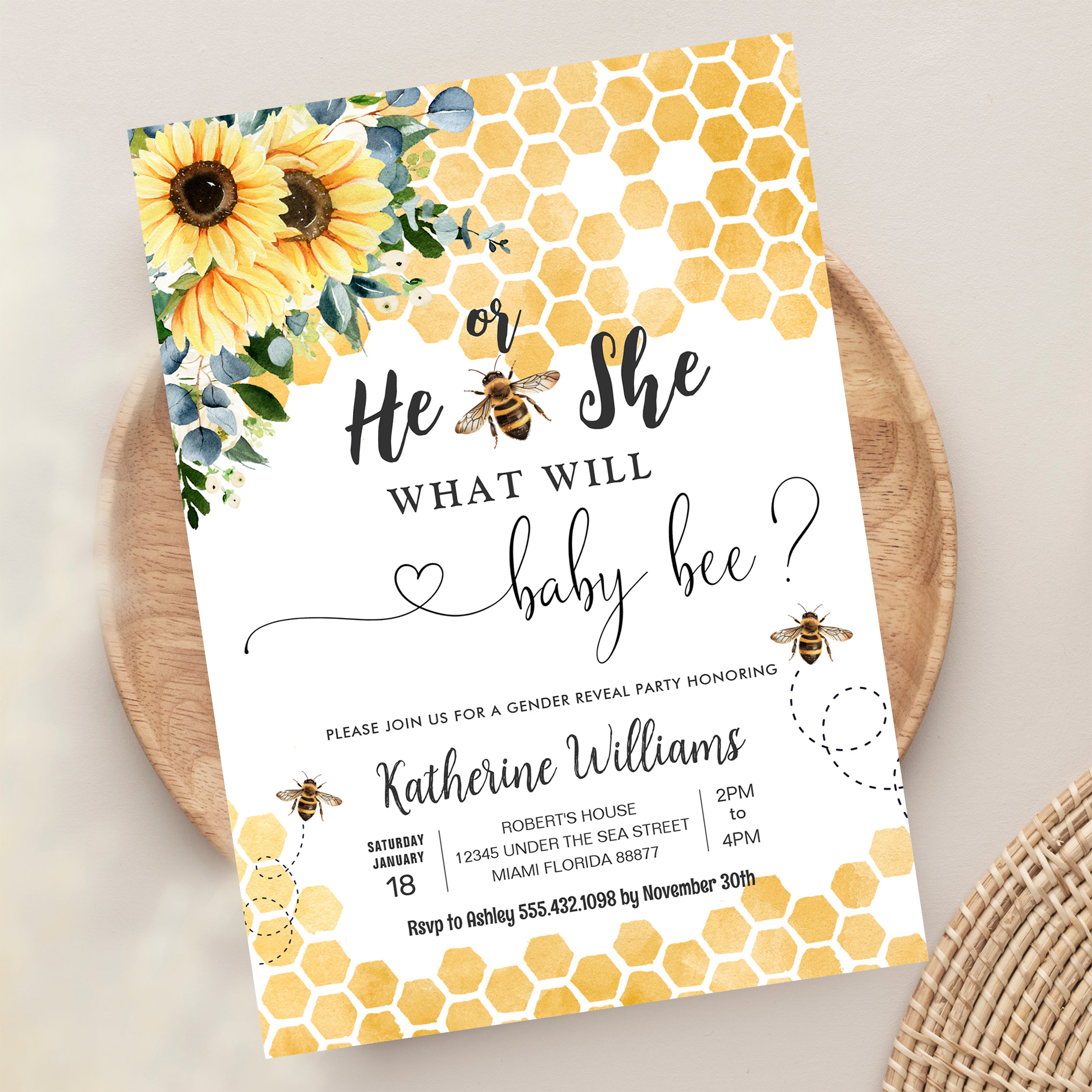 What Will Baby Bee Honey Bee Baby Shower Invitation - Image 13