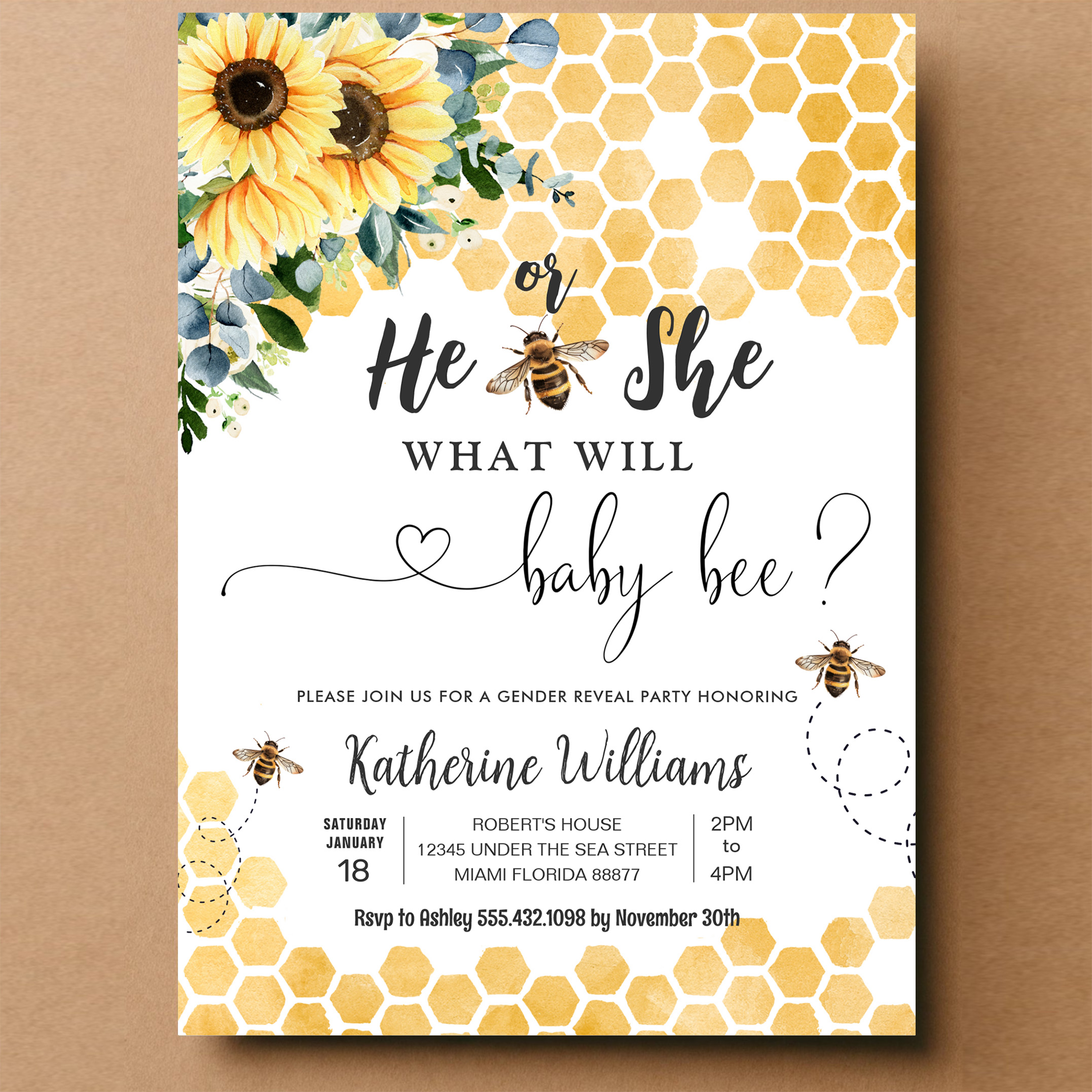 What Will Baby Bee Honey Bee Baby Shower Invitation - Image 14