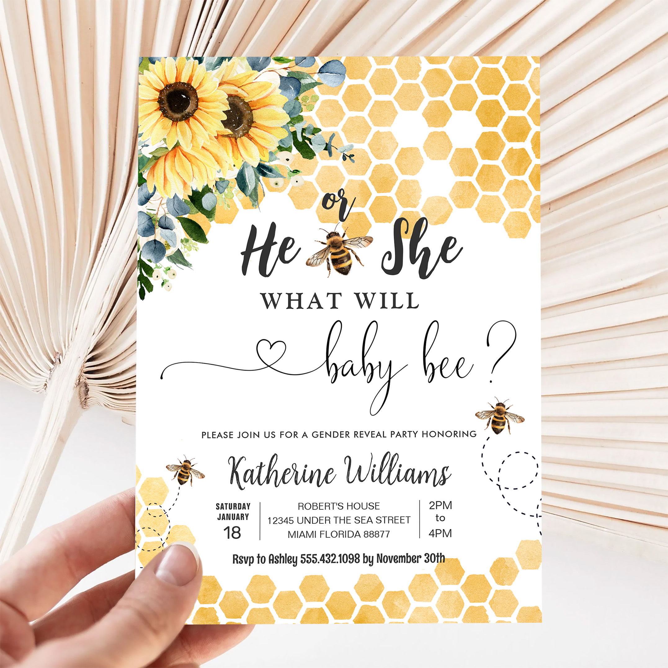 What Will Baby Bee Honey Bee Baby Shower Invitation - Image 5