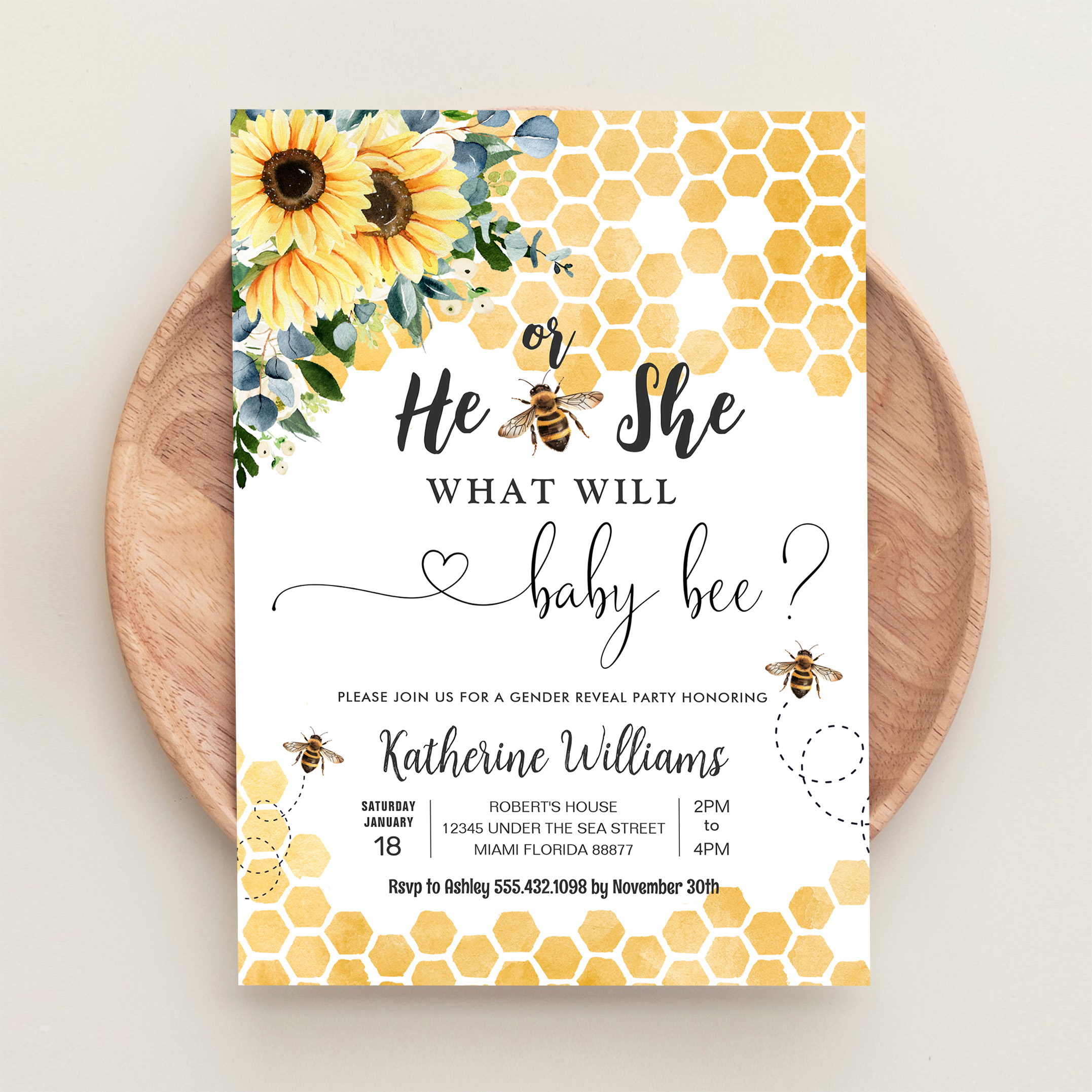 What Will Baby Bee Honey Bee Baby Shower Invitation - Image 7