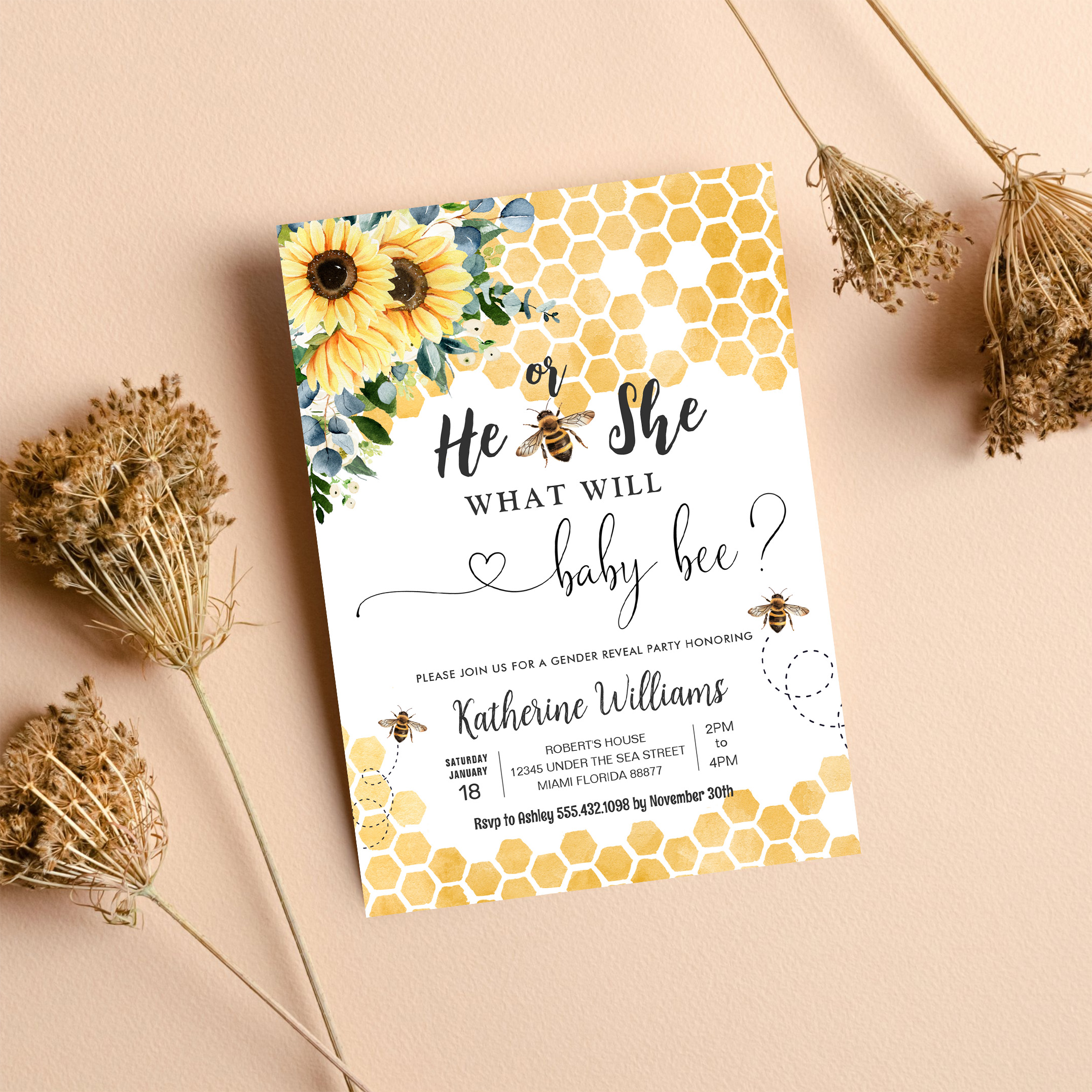 What Will Baby Bee Honey Bee Baby Shower Invitation - Image 8