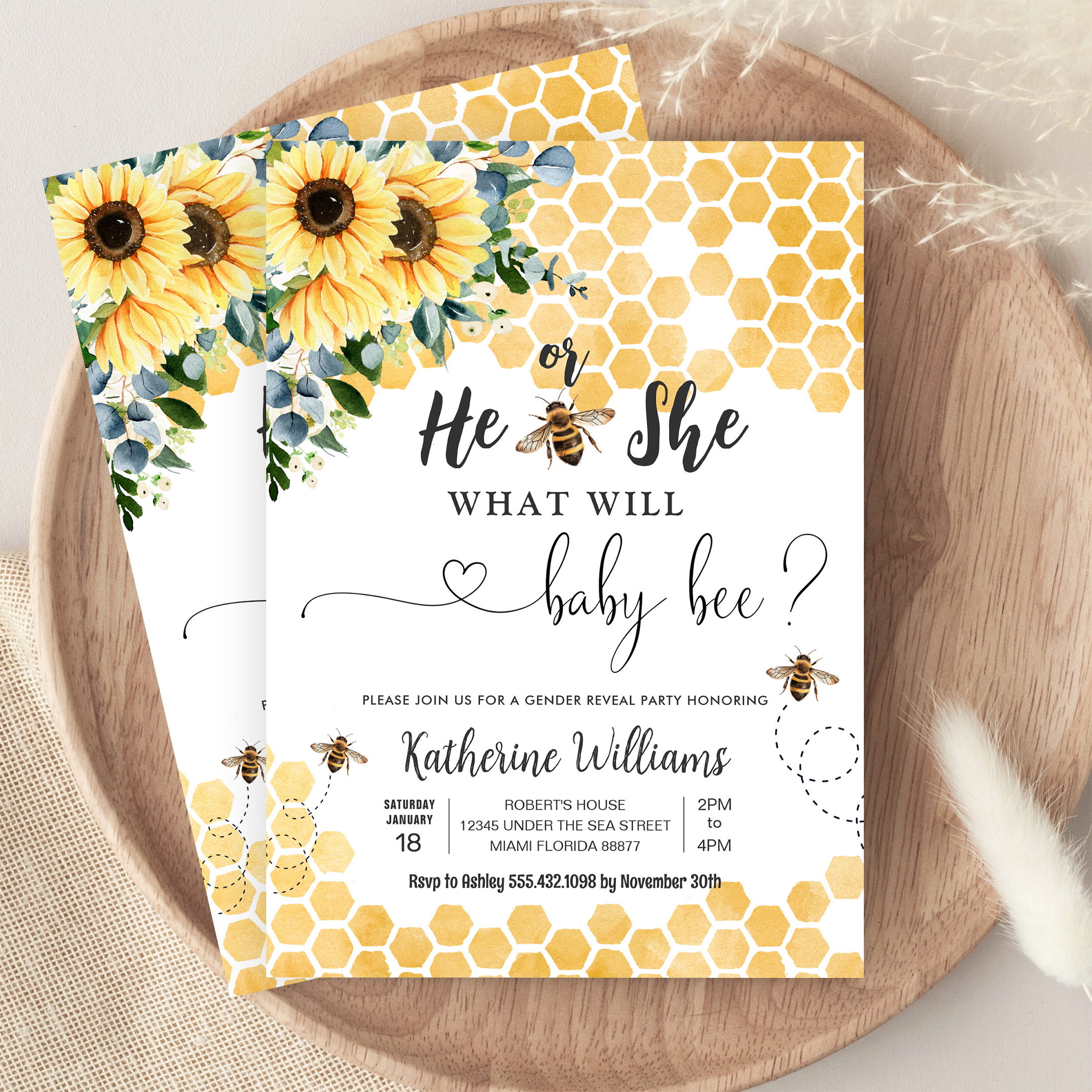 What Will Baby Bee Honey Bee Baby Shower Invitation - Image 9
