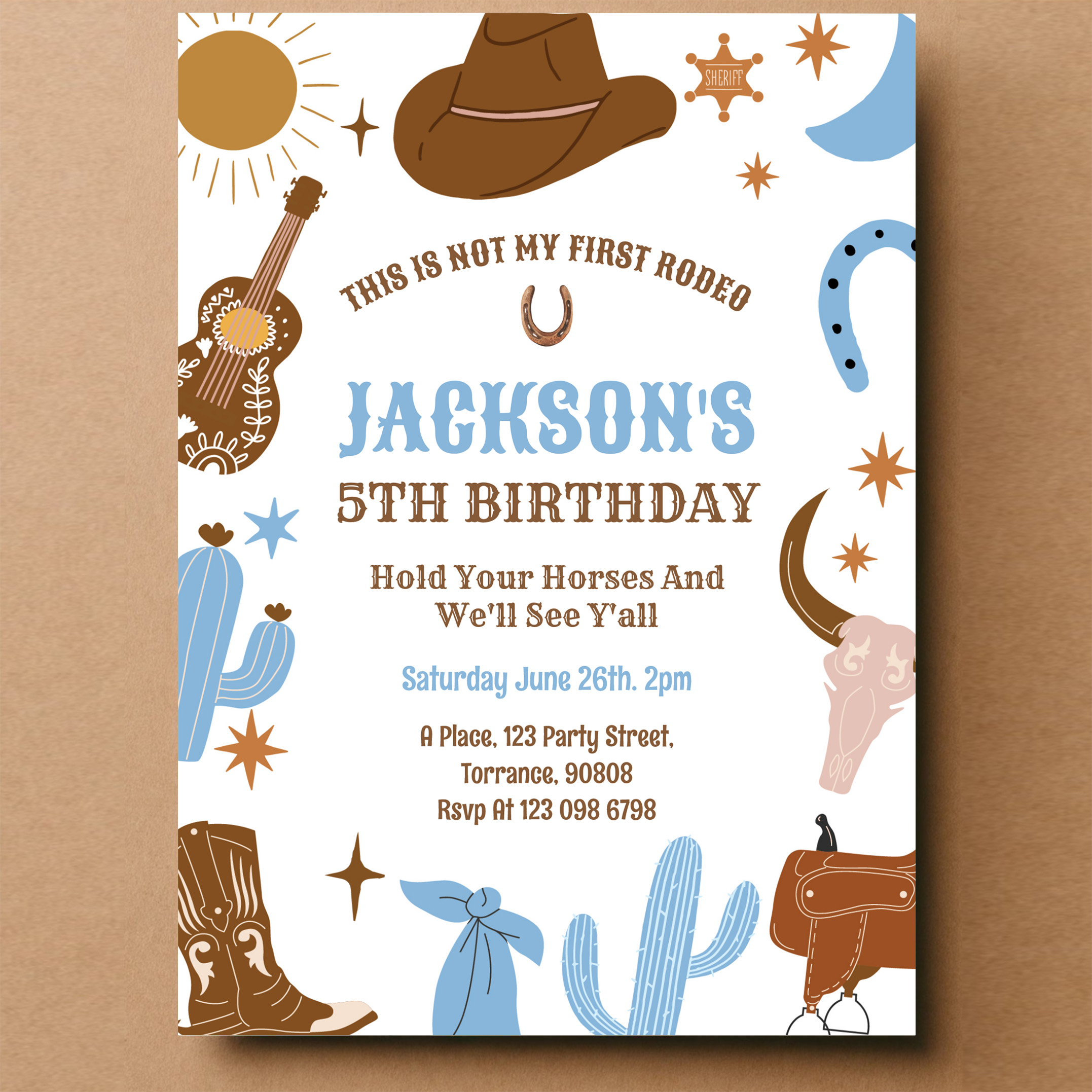 Wild West Cowboy 1st Rodeo Birthday Invitation - Image 14