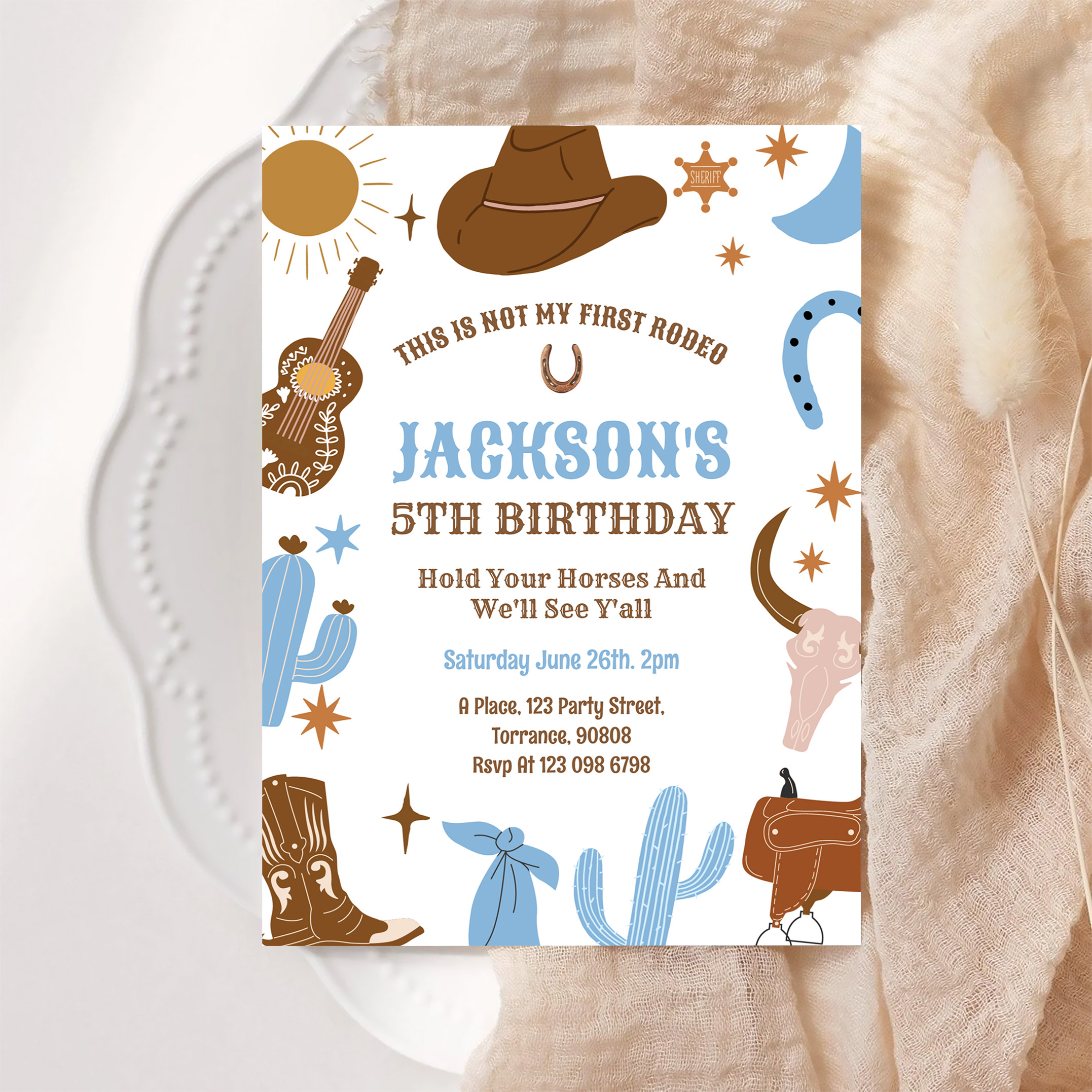 Wild West Cowboy 1st Rodeo Birthday Invitation - Image 6