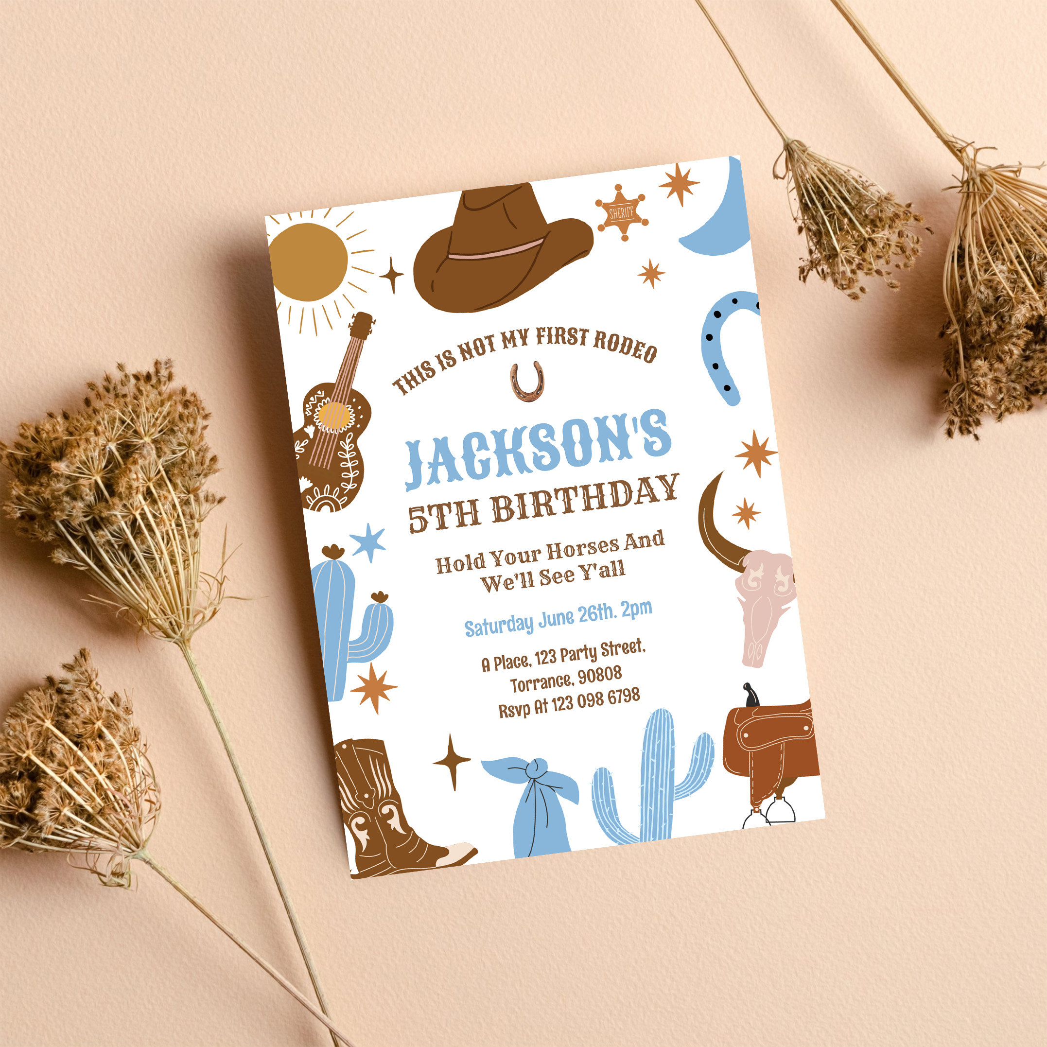 Wild West Cowboy 1st Rodeo Birthday Invitation - Image 8