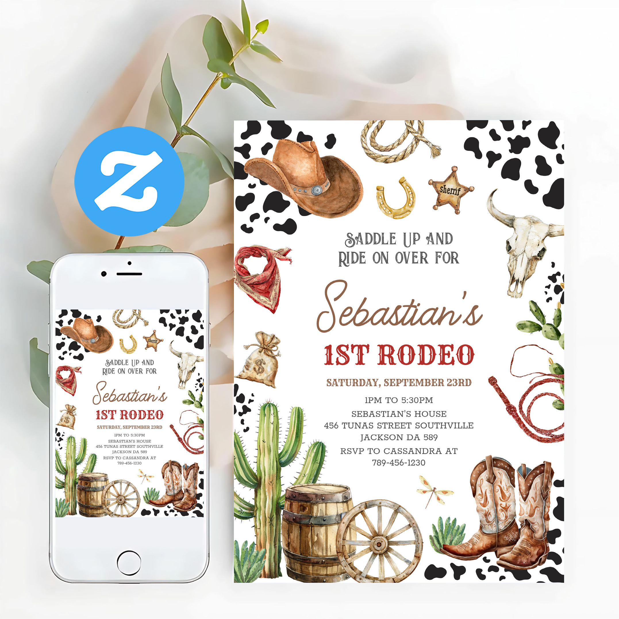 Wild West Cowboy First Rodeo Birthday Invitation - Image 12