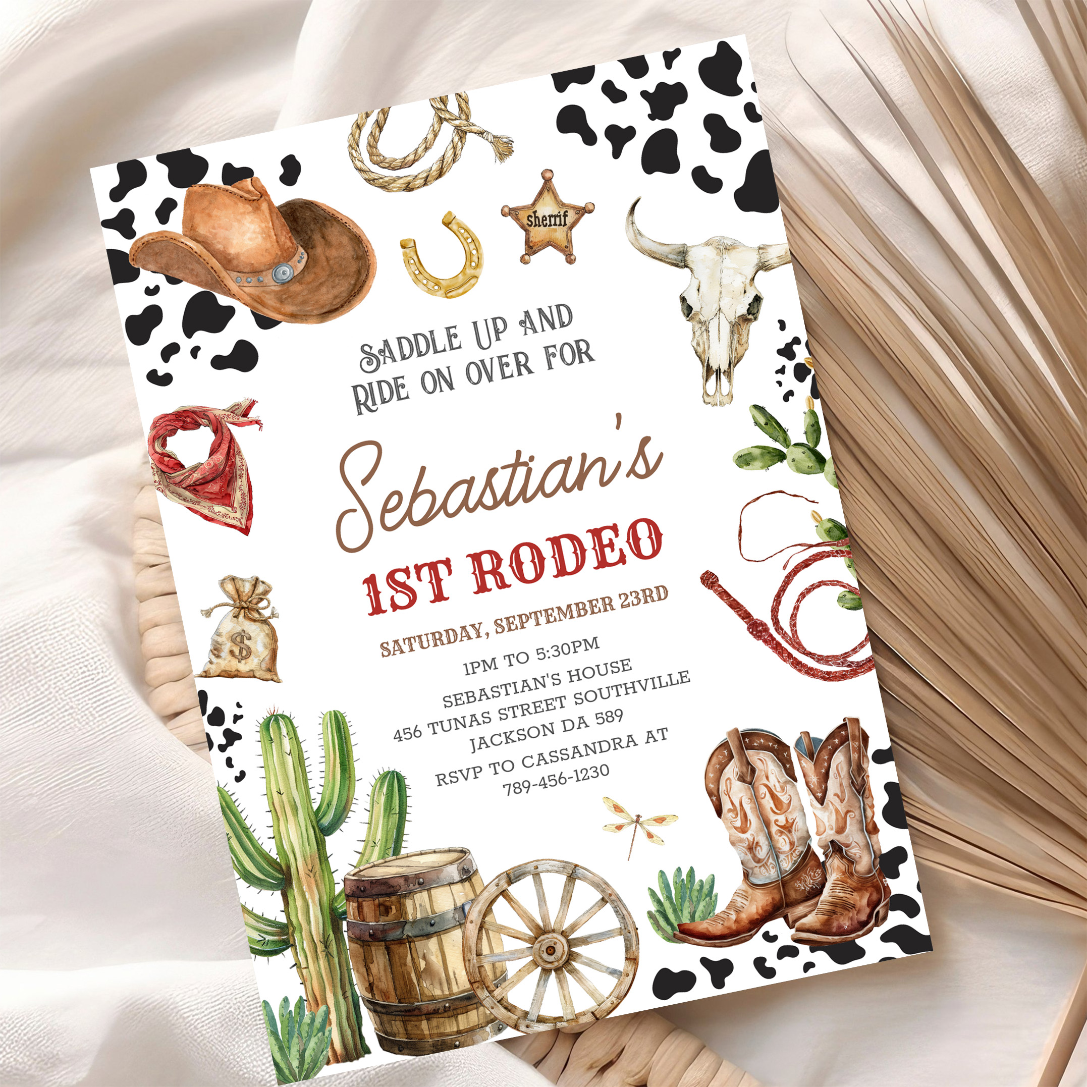 Wild West Cowboy First Rodeo Birthday Invitation - Image 10