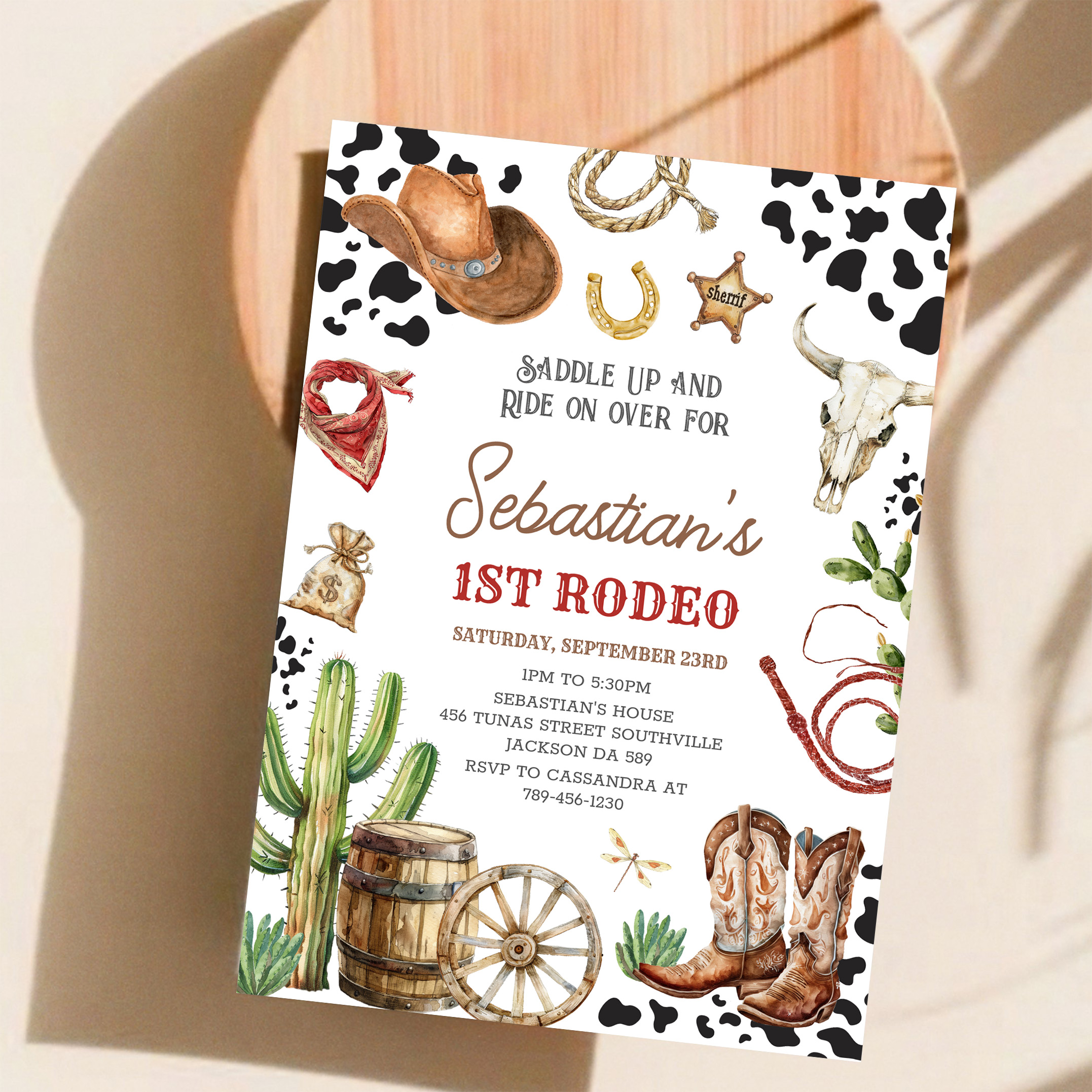 Wild West Cowboy First Rodeo Birthday Invitation - Image 11