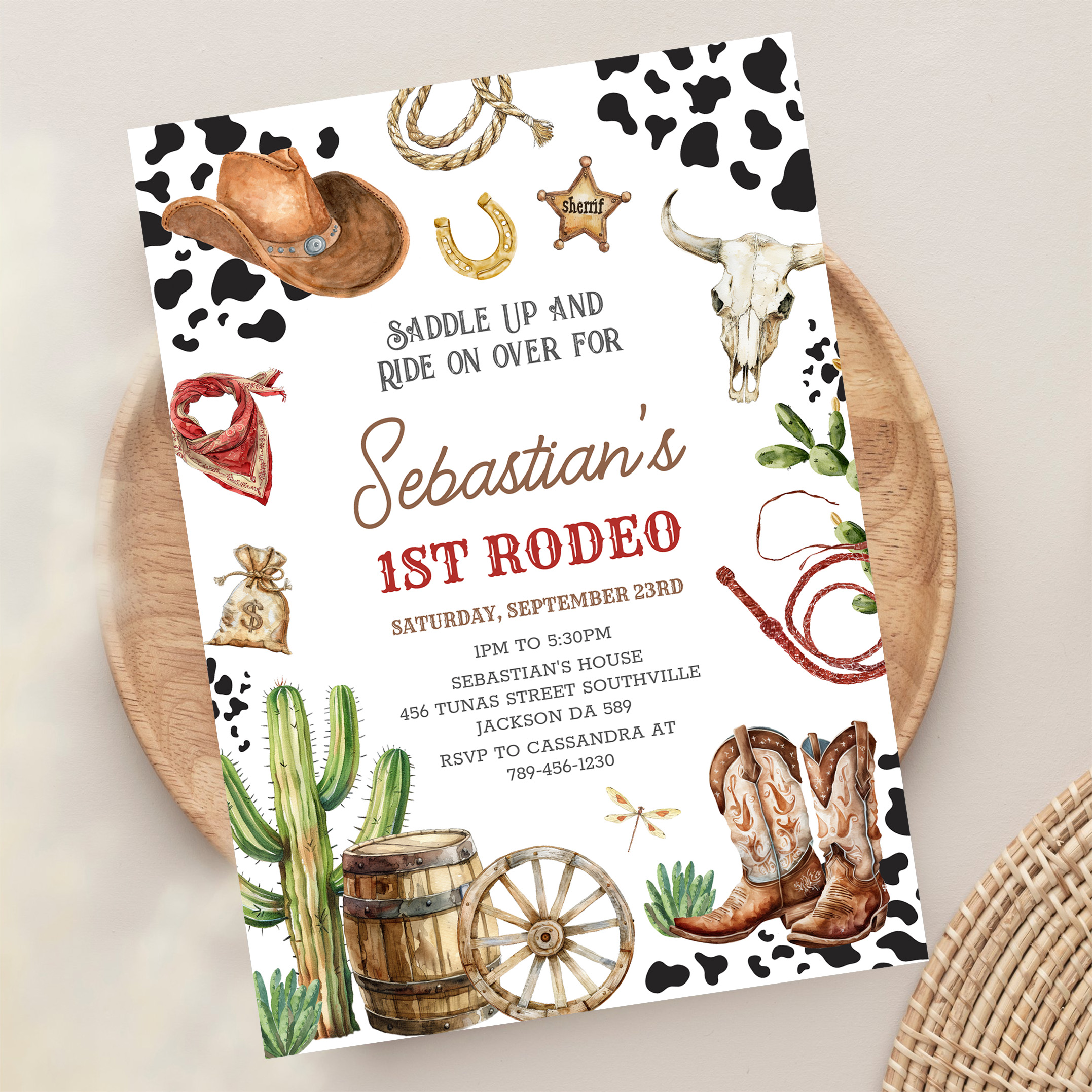Wild West Cowboy First Rodeo Birthday Invitation - Image 13