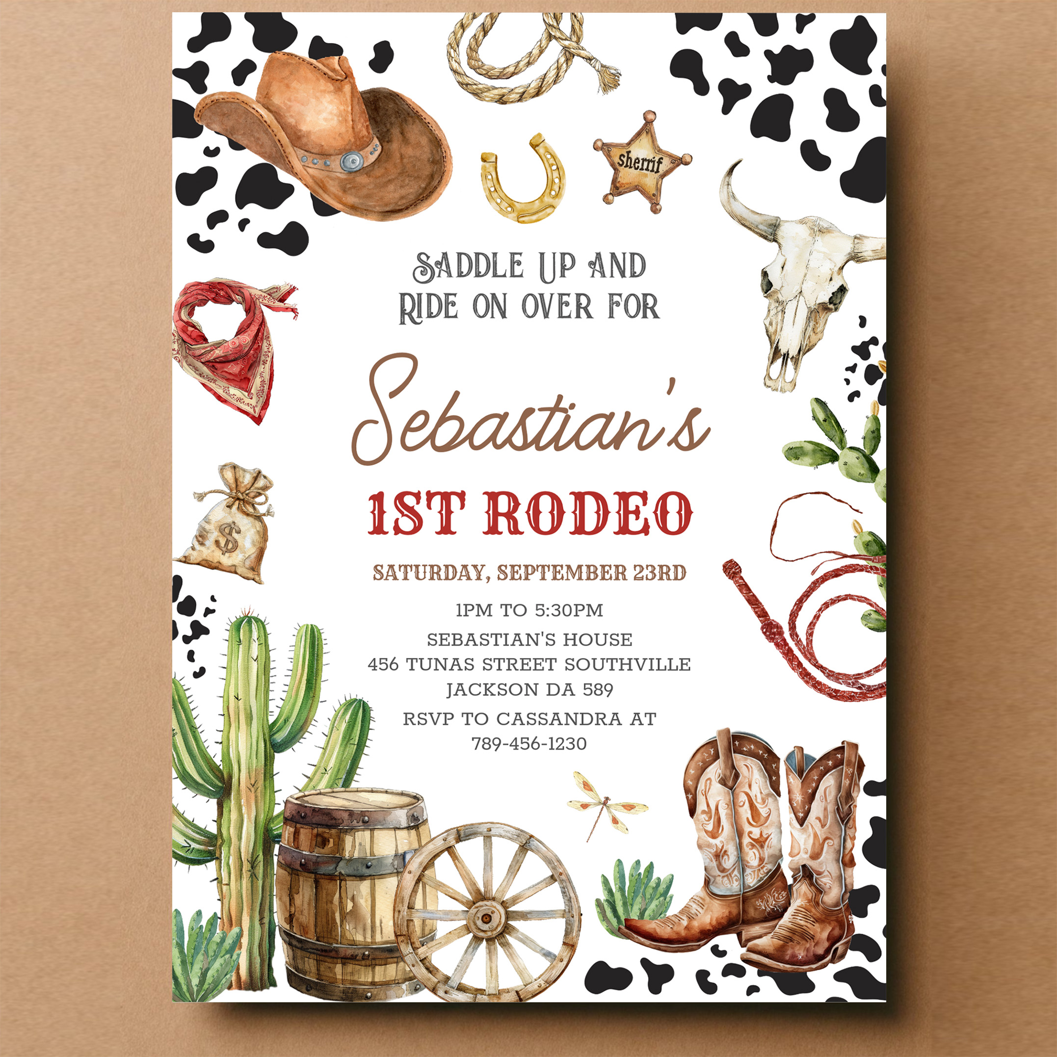 Wild West Cowboy First Rodeo Birthday Invitation - Image 14