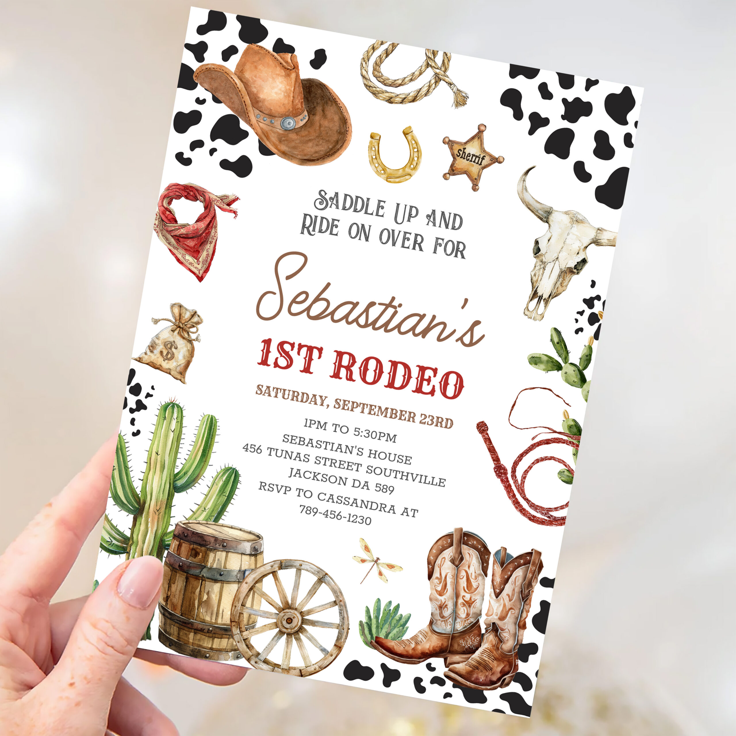 Wild West Cowboy First Rodeo Birthday Invitation - Image 3