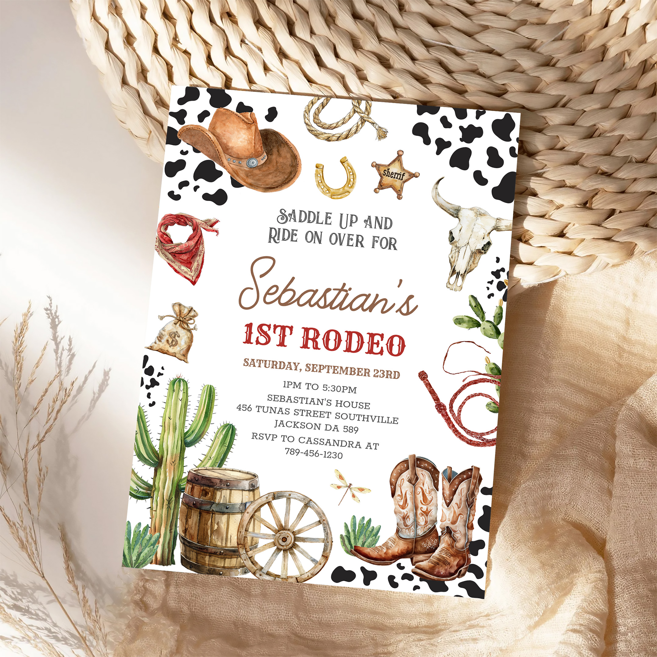 Wild West Cowboy First Rodeo Birthday Invitation - Image 4