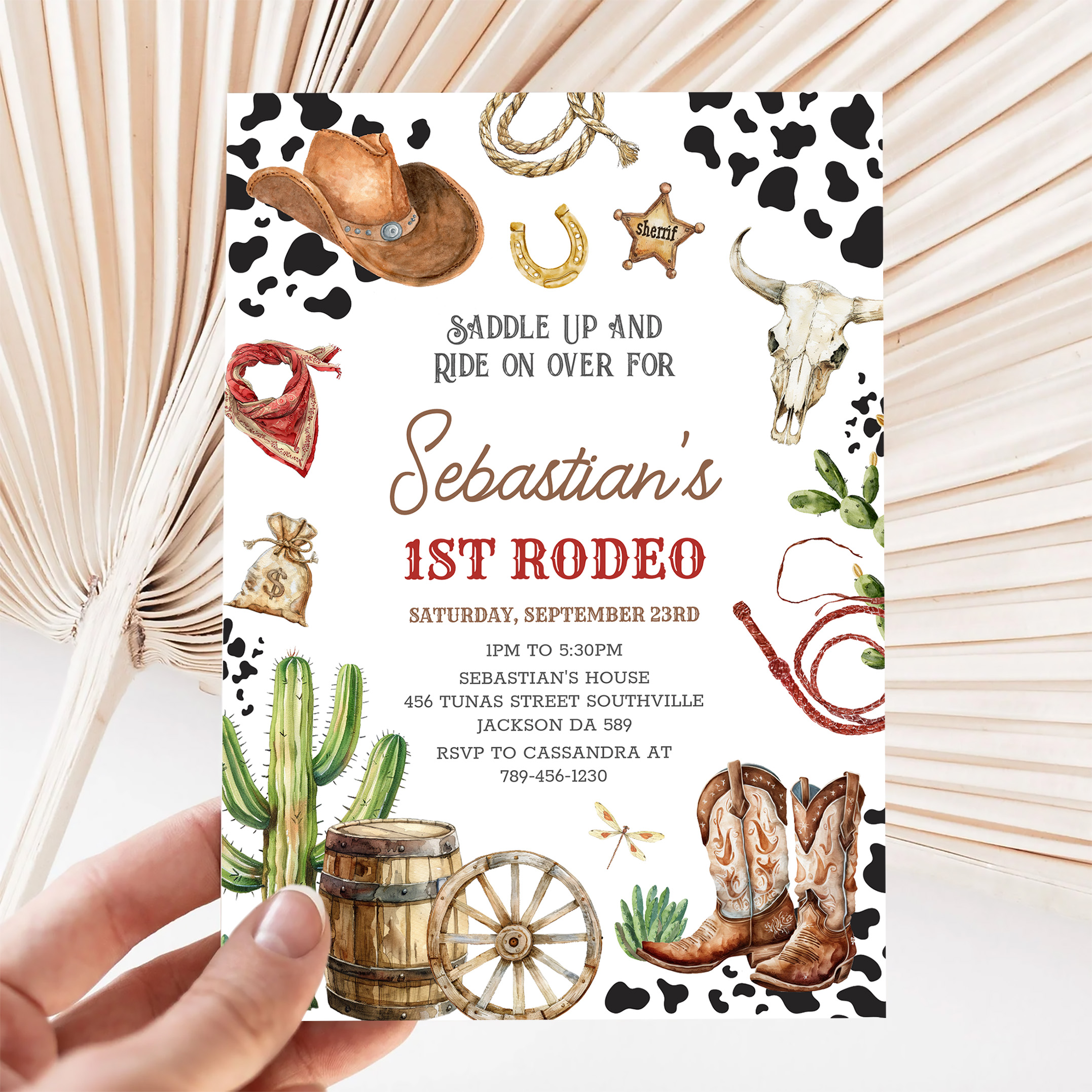 Wild West Cowboy First Rodeo Birthday Invitation - Image 5
