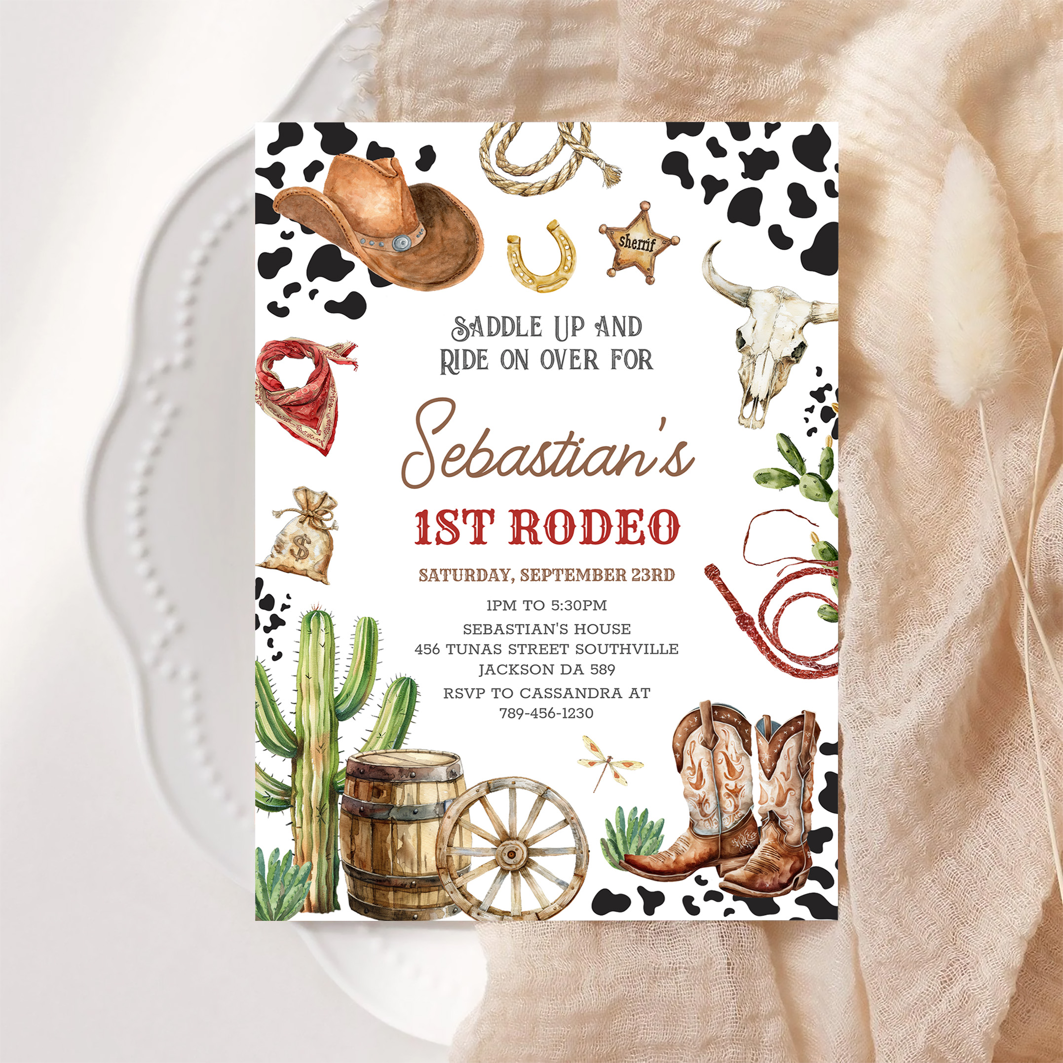 Wild West Cowboy First Rodeo Birthday Invitation - Image 6