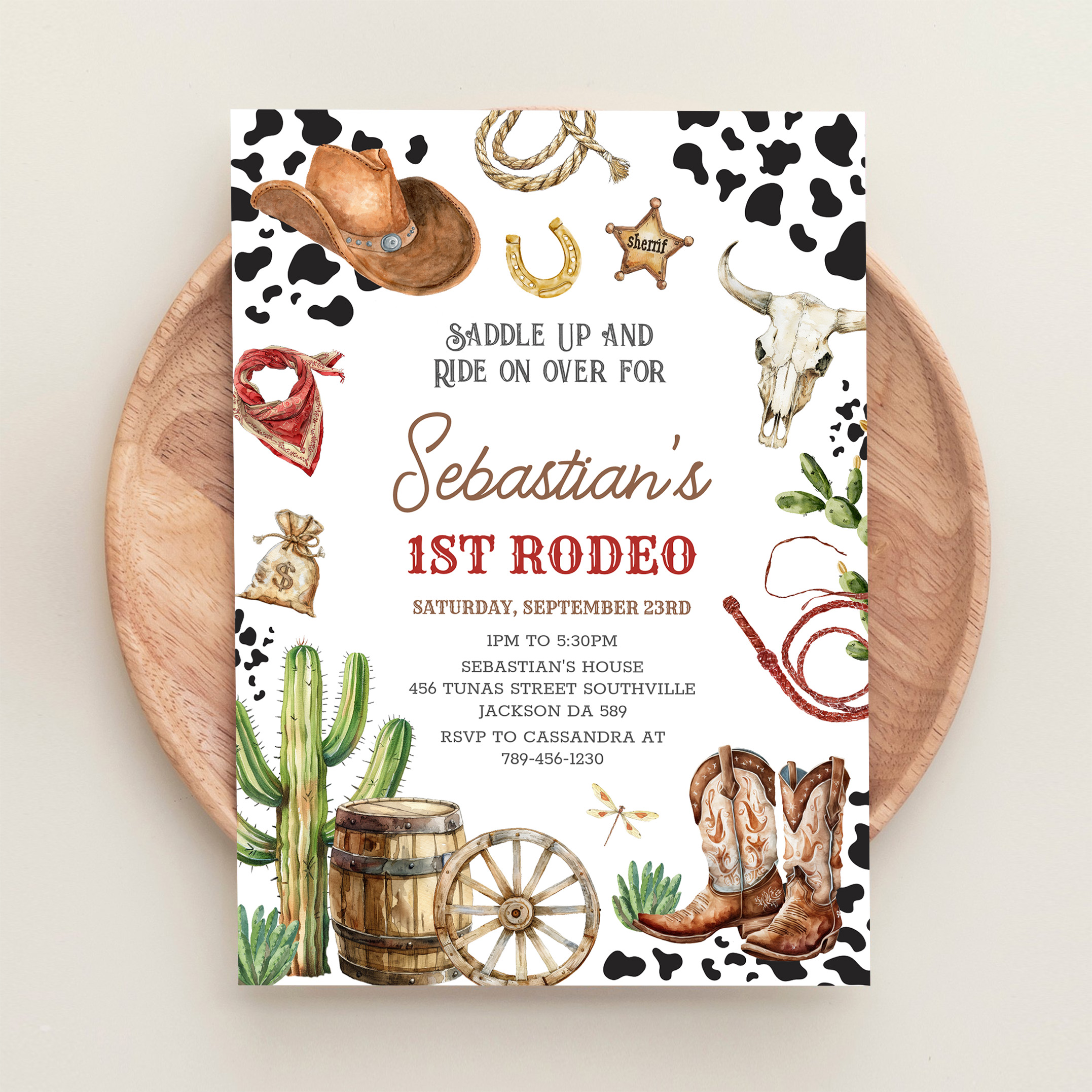 Wild West Cowboy First Rodeo Birthday Invitation - Image 7