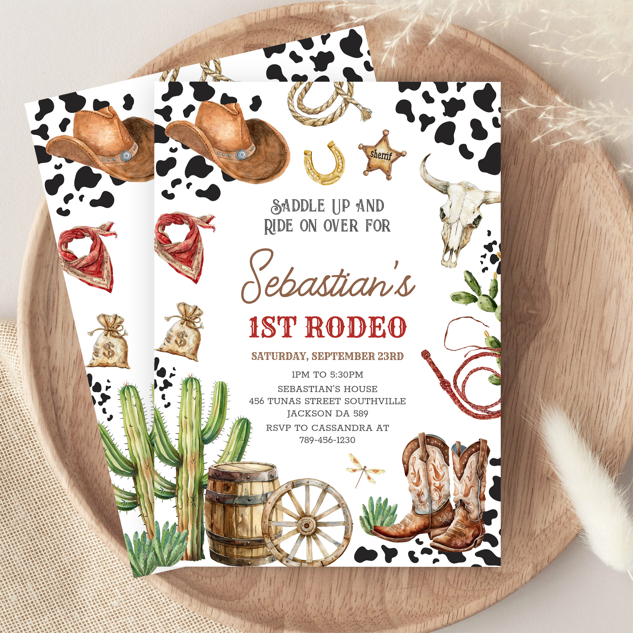 Wild West Cowboy First Rodeo Birthday Invitation - Image 9