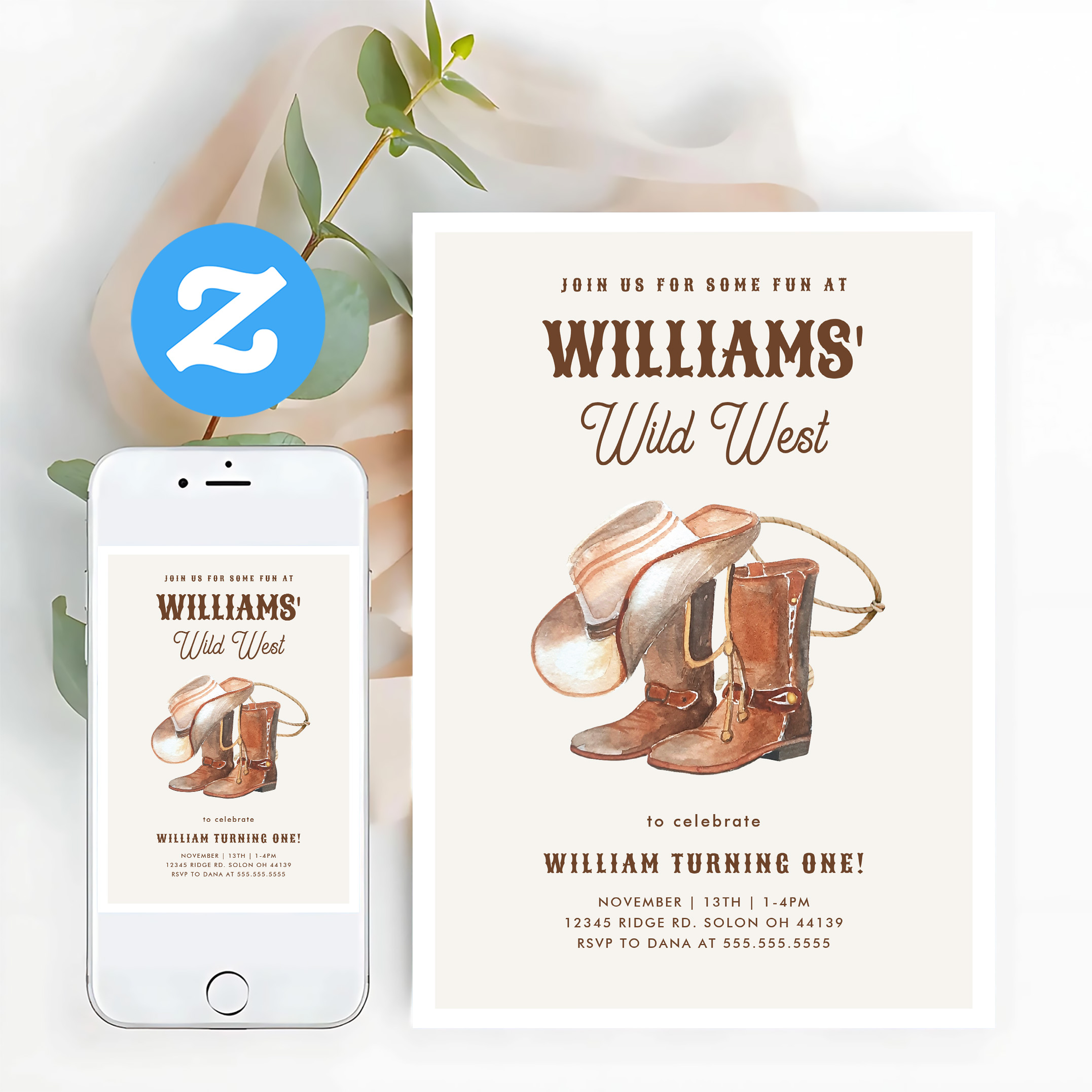 Wild West Modern Cowboy Western Boy Birthday Invitation - Image 12