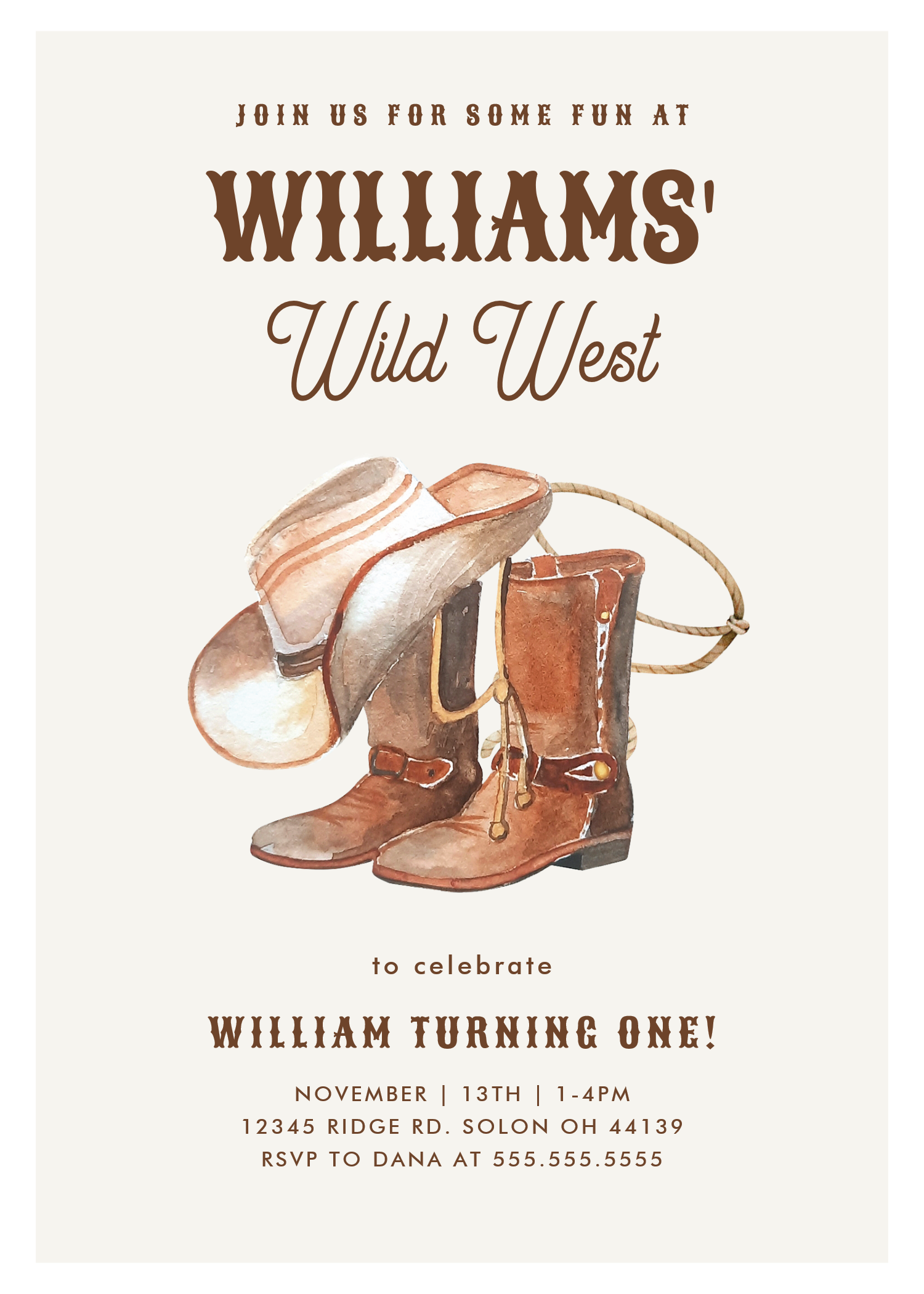 Wild West Modern Cowboy Western Boy Birthday Invitation