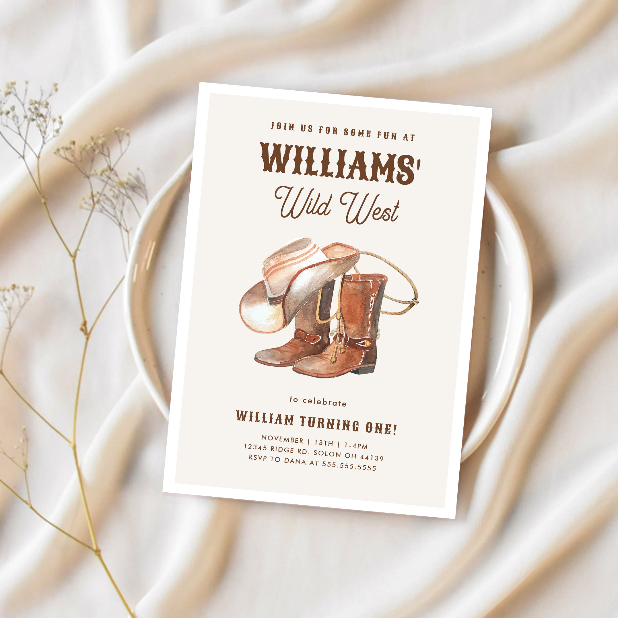 Wild West Modern Cowboy Western Boy Birthday Invitation - Image 2