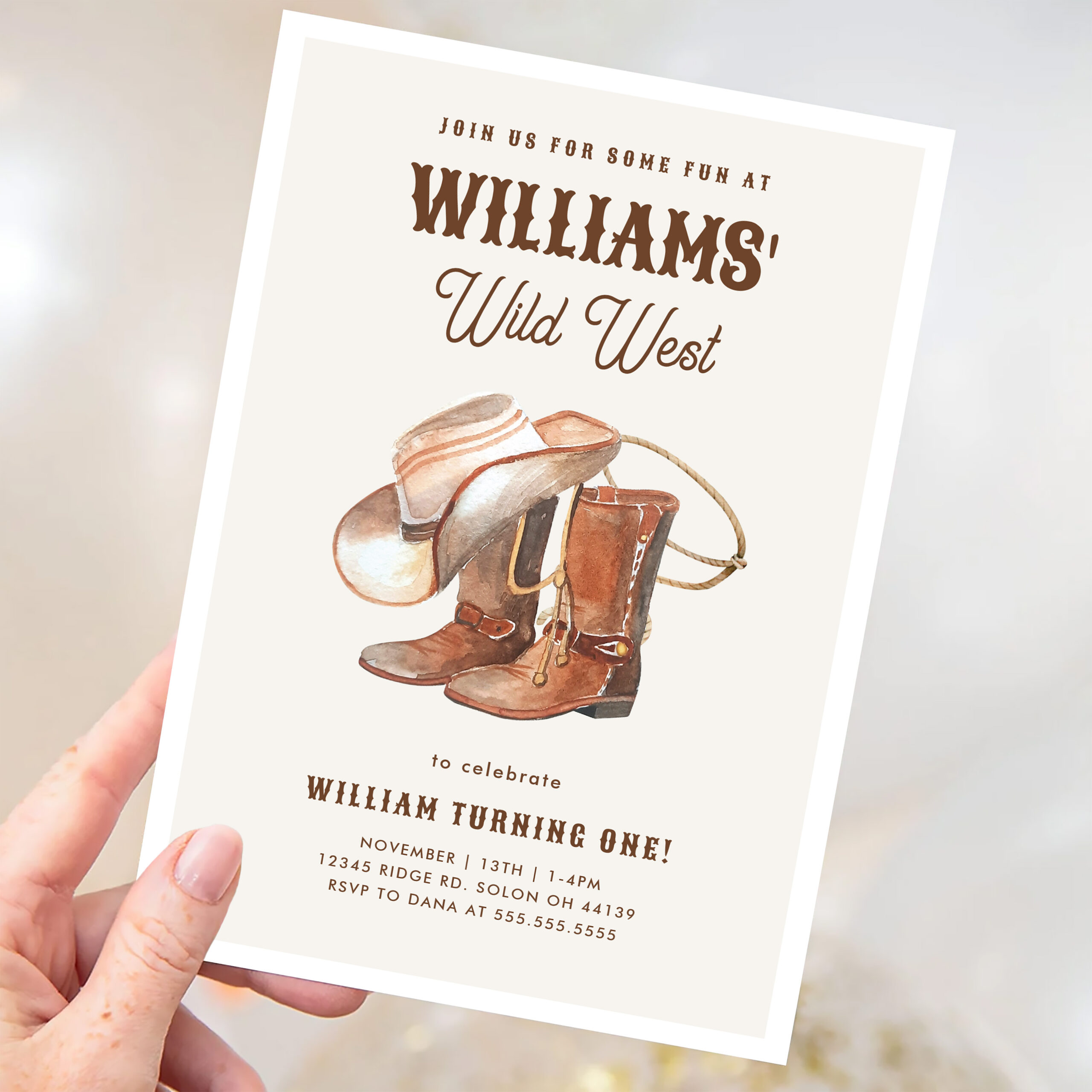 Wild West Modern Cowboy Western Boy Birthday Invitation - Image 3