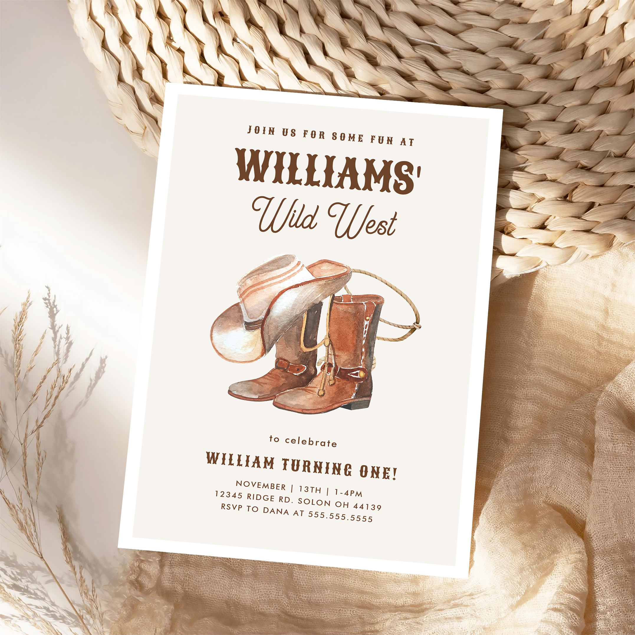 Wild West Modern Cowboy Western Boy Birthday Invitation - Image 4