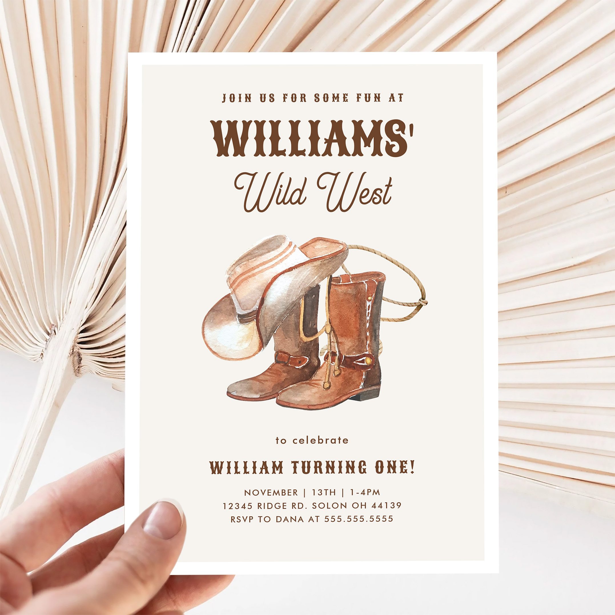 Wild West Modern Cowboy Western Boy Birthday Invitation - Image 5